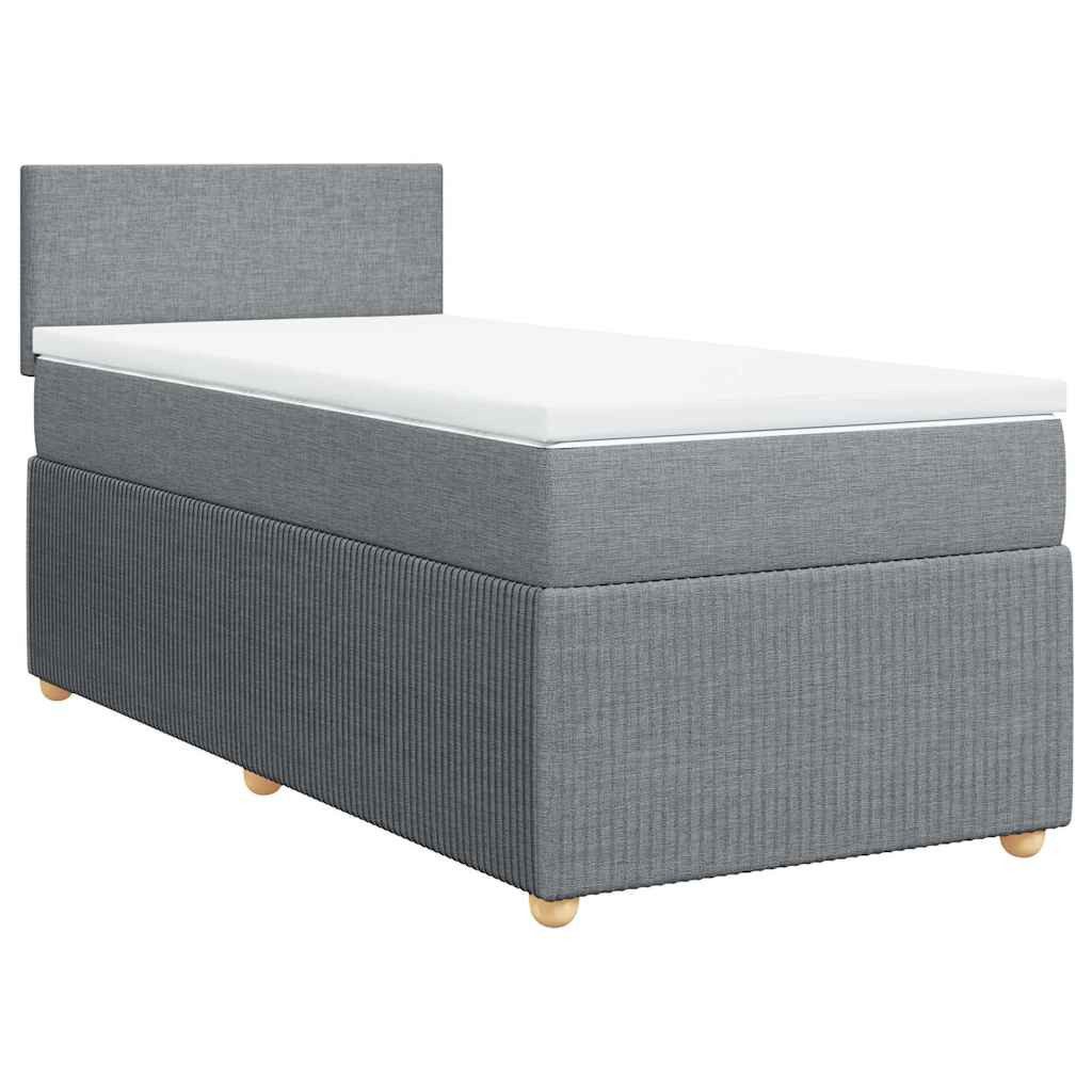 Bett Boxspringbett mit Matratze Hellgrau 90x200 cm Stoff