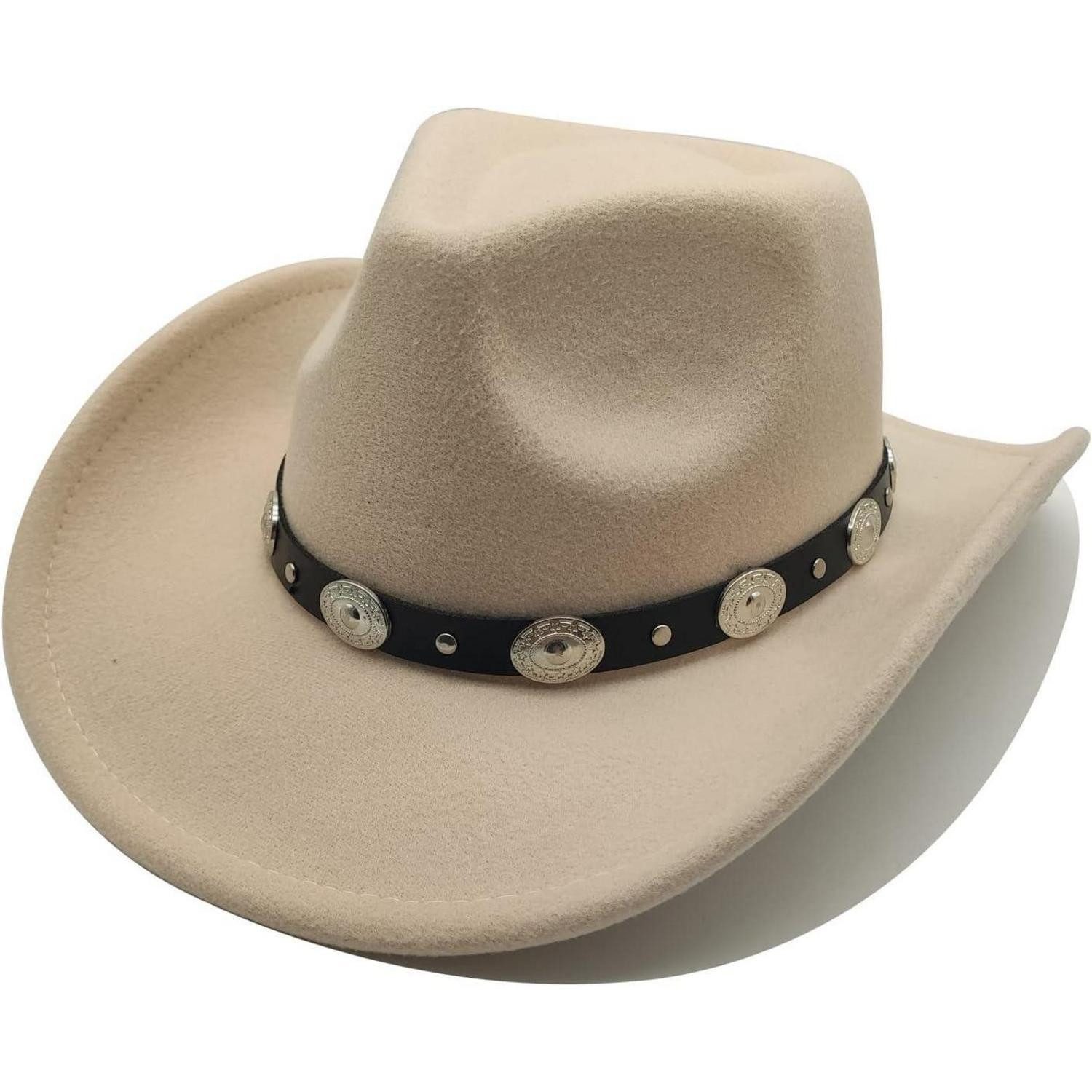 LuxusKollektion Cowboyhut Cowboyhut Damen Herren Westernhut Fedora Krempe Einheitsgröße Beige