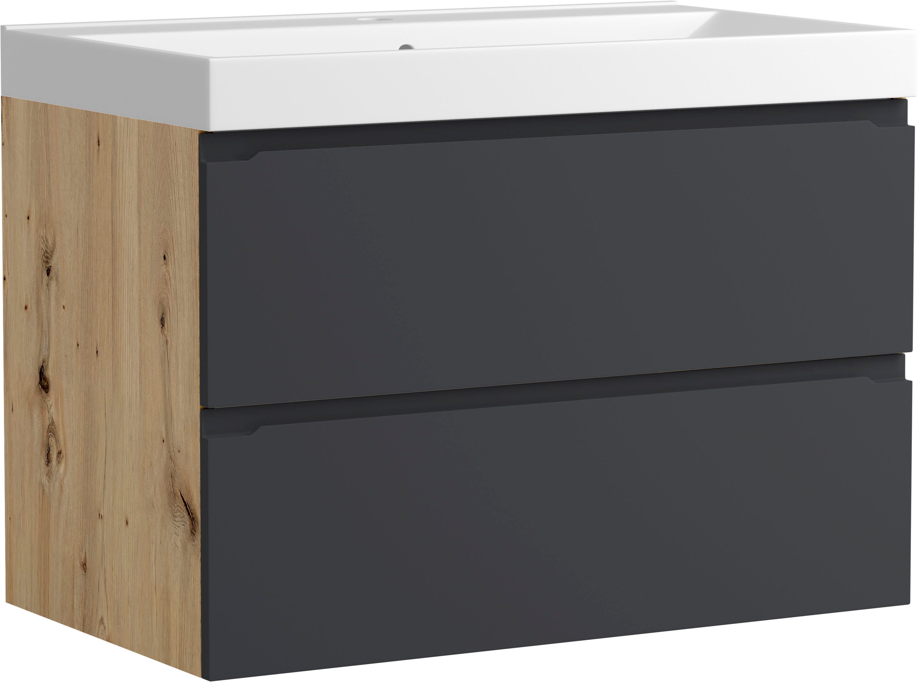 welltime Waschtisch CABO, Waschtisch, matt grau, griffloses Design