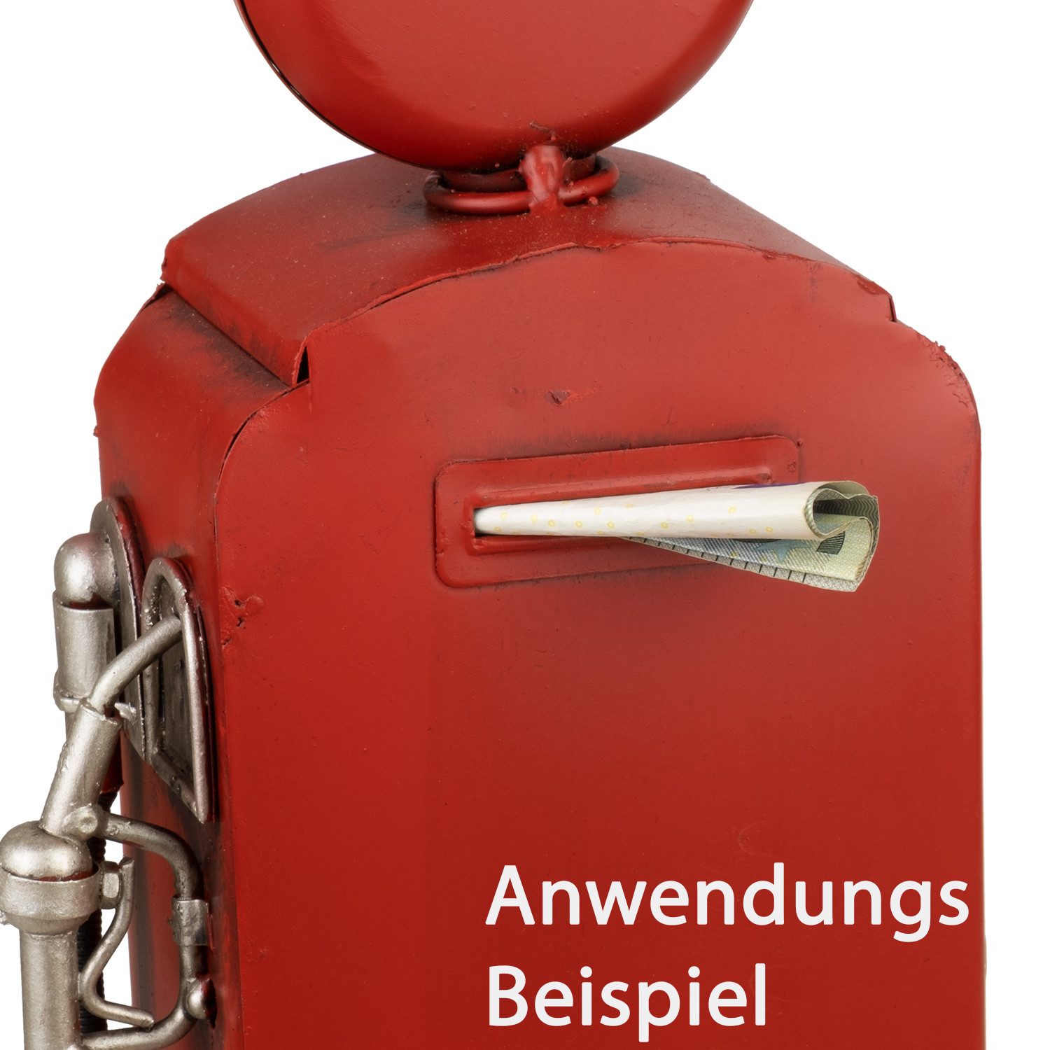 Moritz Spardose Blech-Spardose Zapfsäule Gas rot, Modell Nostalgie Antik-Stil Retro Blechmodell Miniatur Nachbildung – Bild 4 von 5