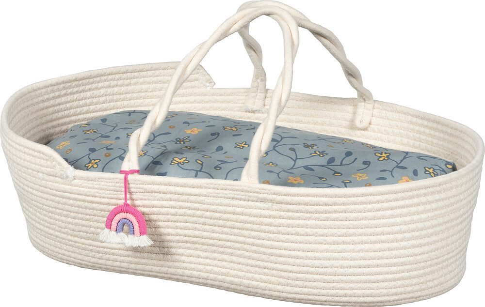 goki Puppen Tragetasche Puppentragekorb, 51 x 31 x 17,5 cm, weiß, mit Anhänger, 2-teilig, (2-tlg)