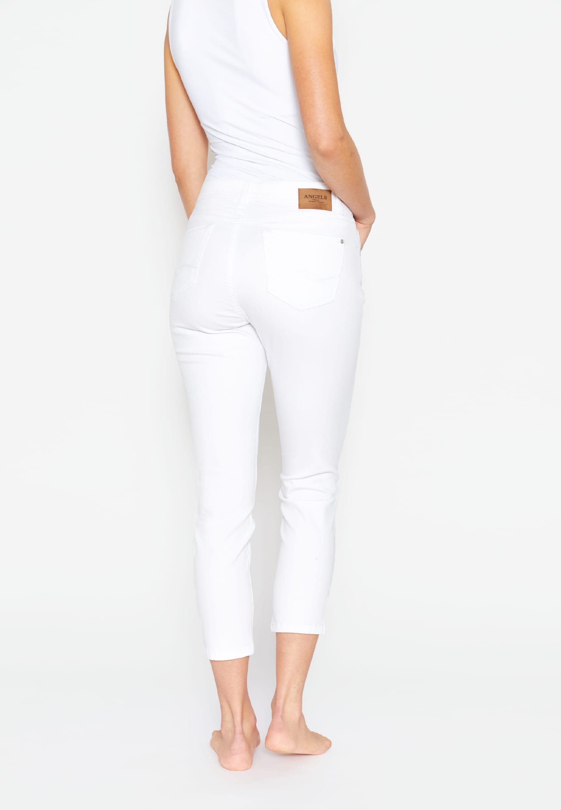 Cotton mit mit 7/8-Jeans weiß Label-Applikationen Organic Ornella Jeans ANGELS