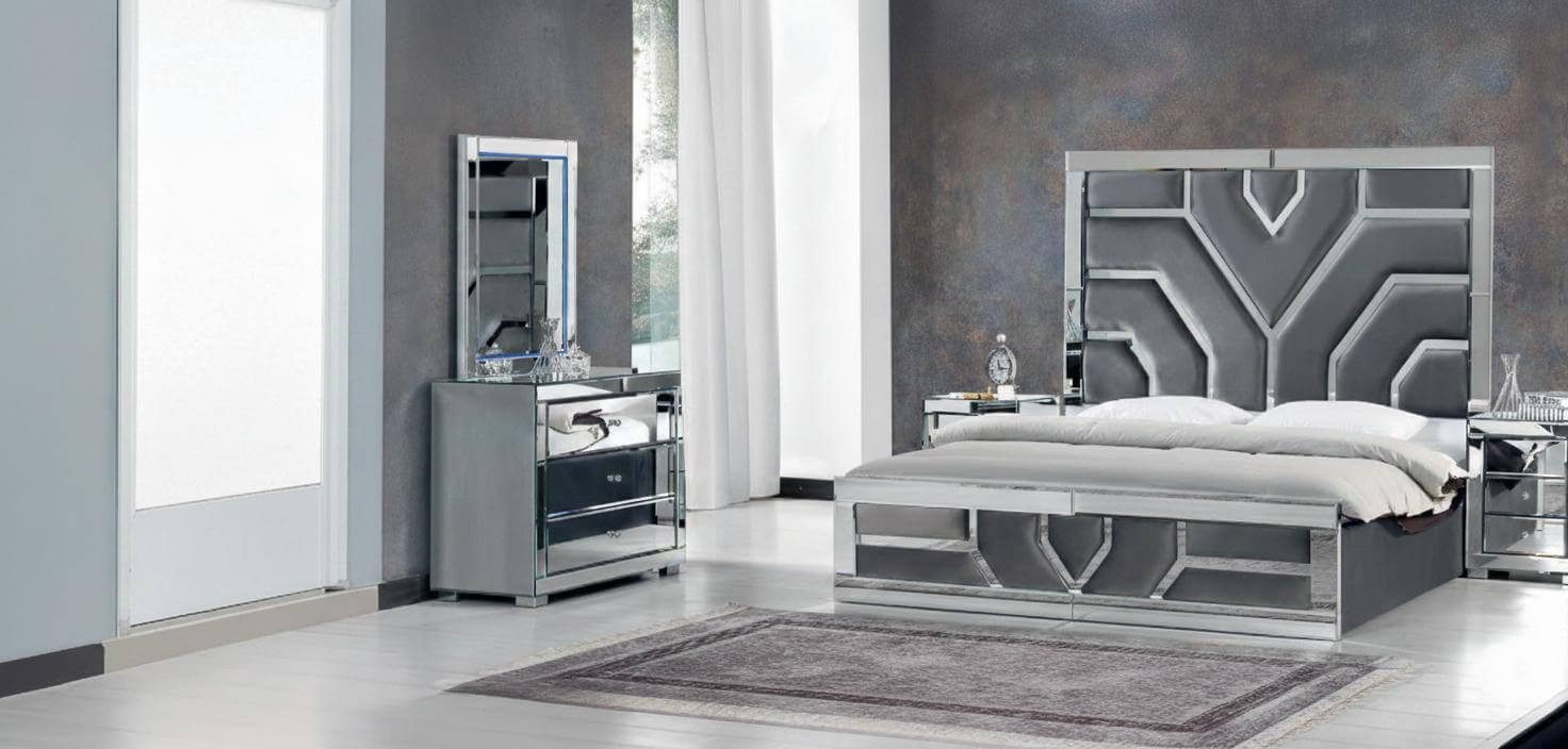 JVmoebel Schlafzimmer-Set Modernes Schlafzimmer-Set mit Bett und praktischem Schminktisch, (2-tlg), Made in Europa