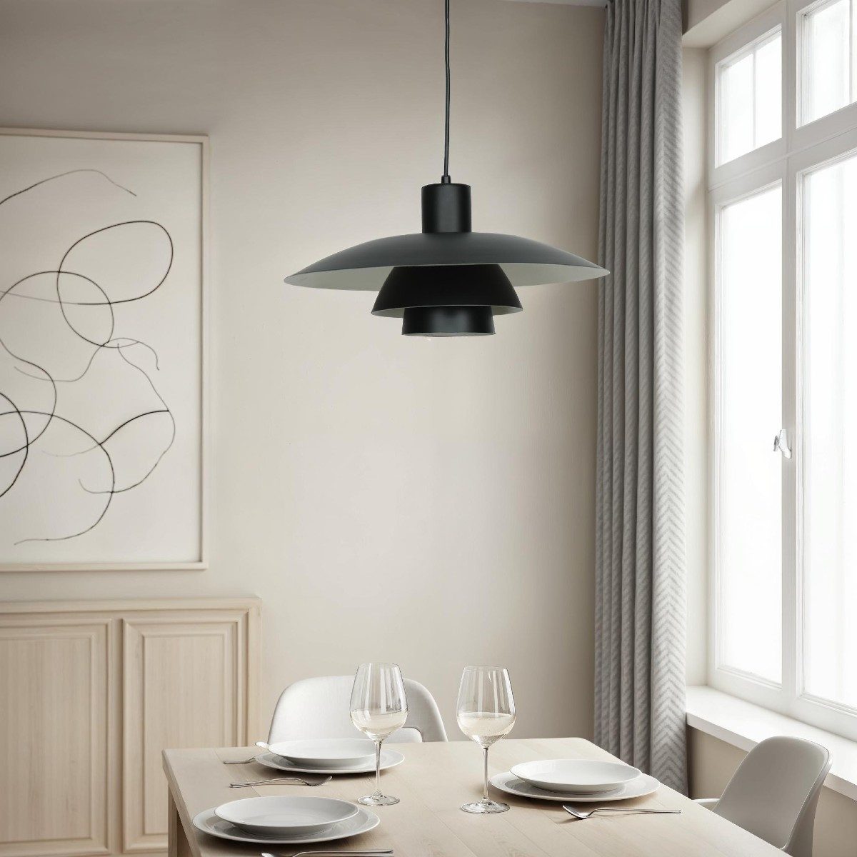 Liadomo Pendelleuchte Kiruna, ohne Leuchtmittel, Skandi-Stil, aus schwarzem Eisen, Esstischlampe, E27