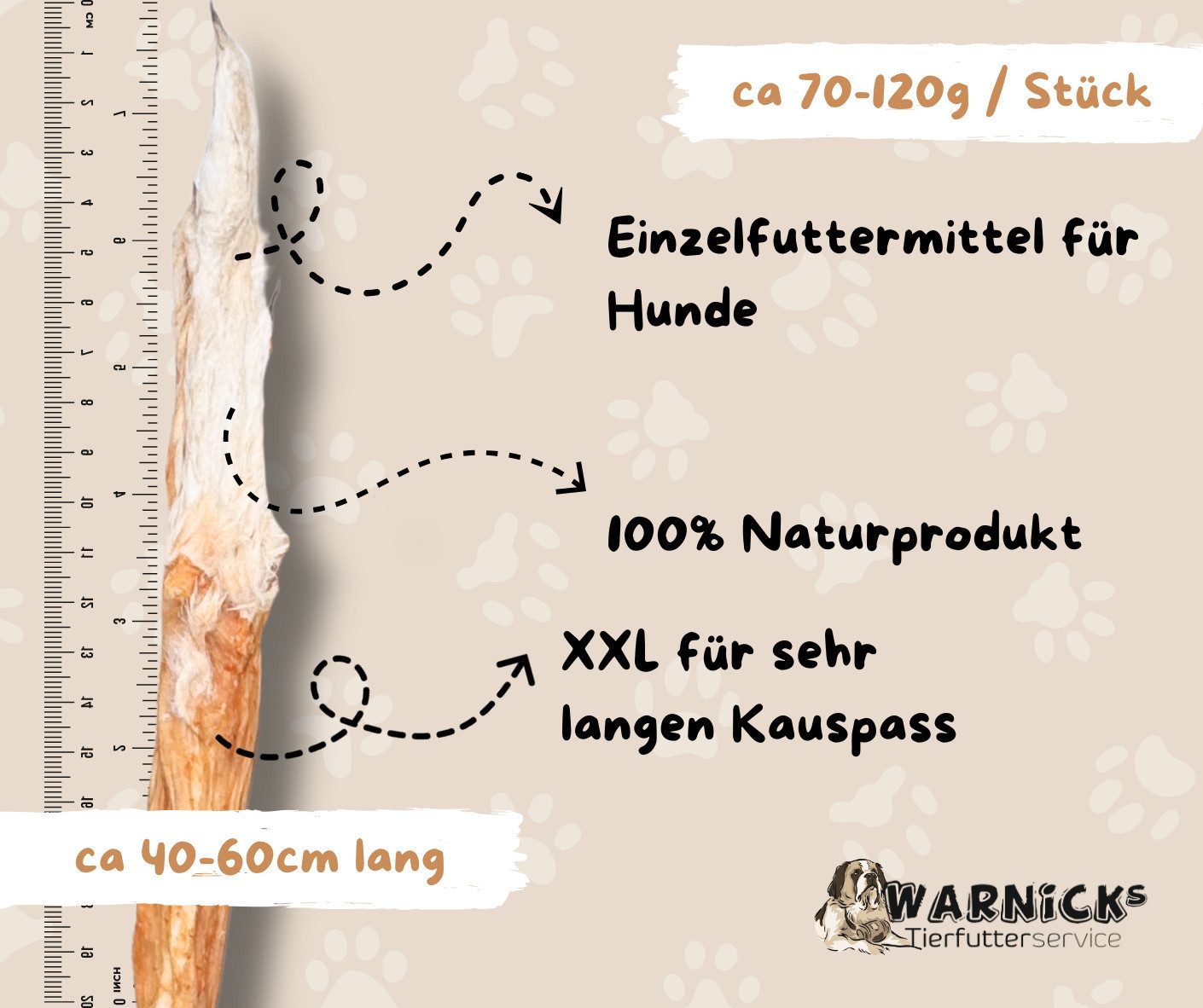 Warnick´s Tierfutterservice Kaninchenhautstangen, Kaninchenhaut XXL - mit und ohne Fell, Snack für: Hunde