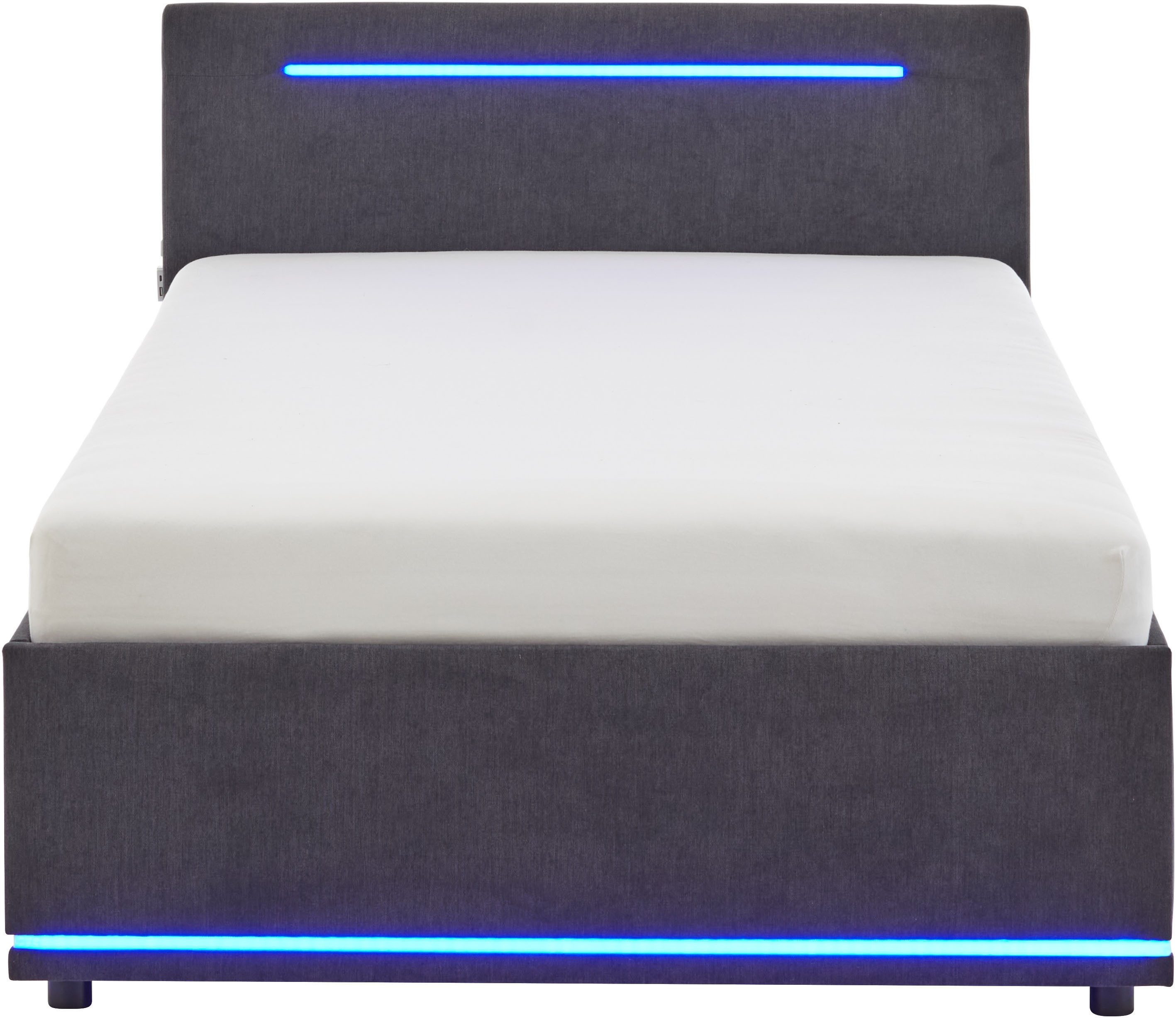 meise.möbel Polsterbett CIRCLE inkl. LED-Beleuchtung & USB-Anschluss, wahlweise mit Bettkasten, erhältlich in den Breiten 90cm, 120cm & 140cm – Bild 5 von 5