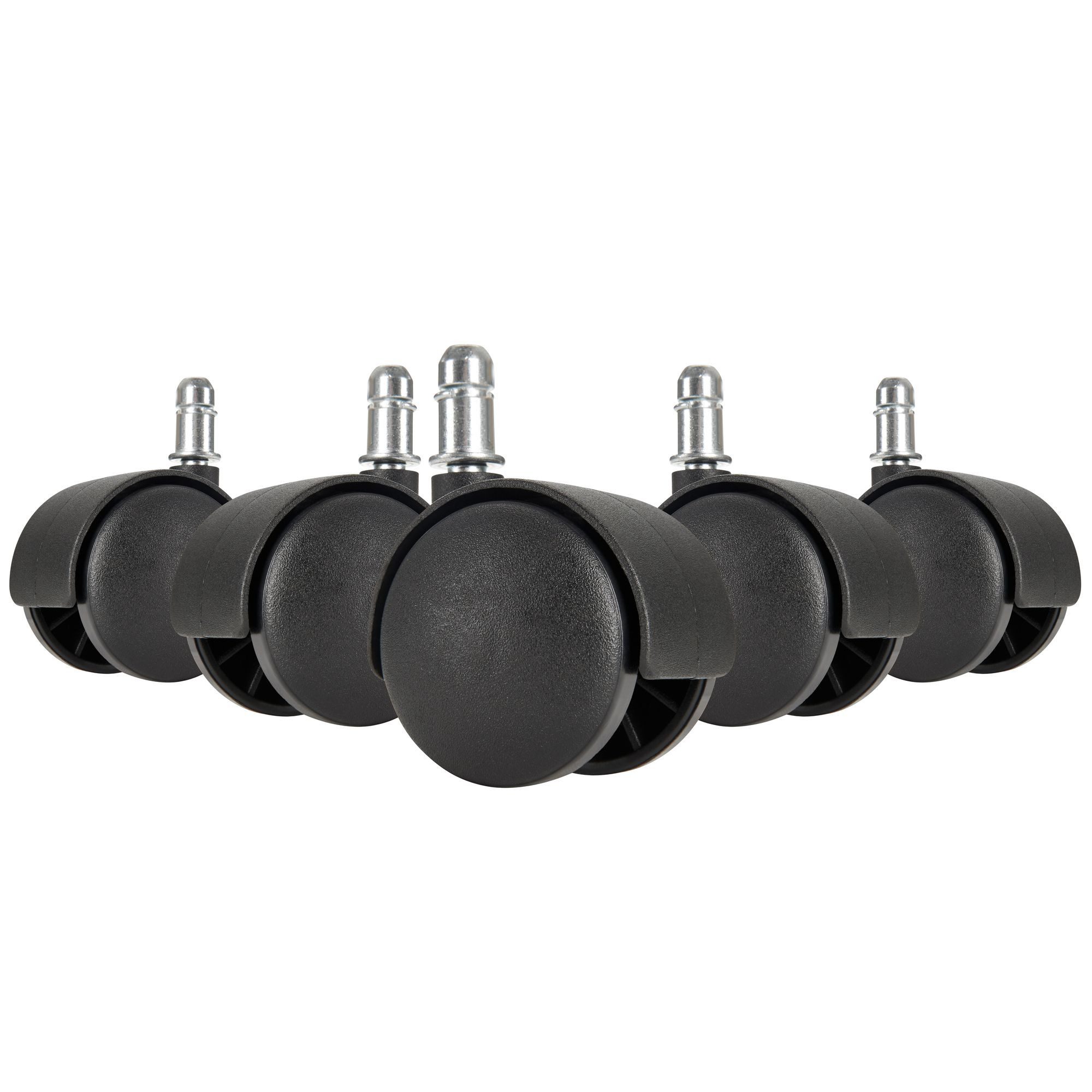KADIMA DESIGN Stuhlrolle 5er Set leichtgängige Hartbodenrollen für Bürostuhl 11 mm Stift, (für harte Böden), Durchmesser 50 mm, Schwarze Premium Bürostuhlrollen, Dreh-stuhlrollen