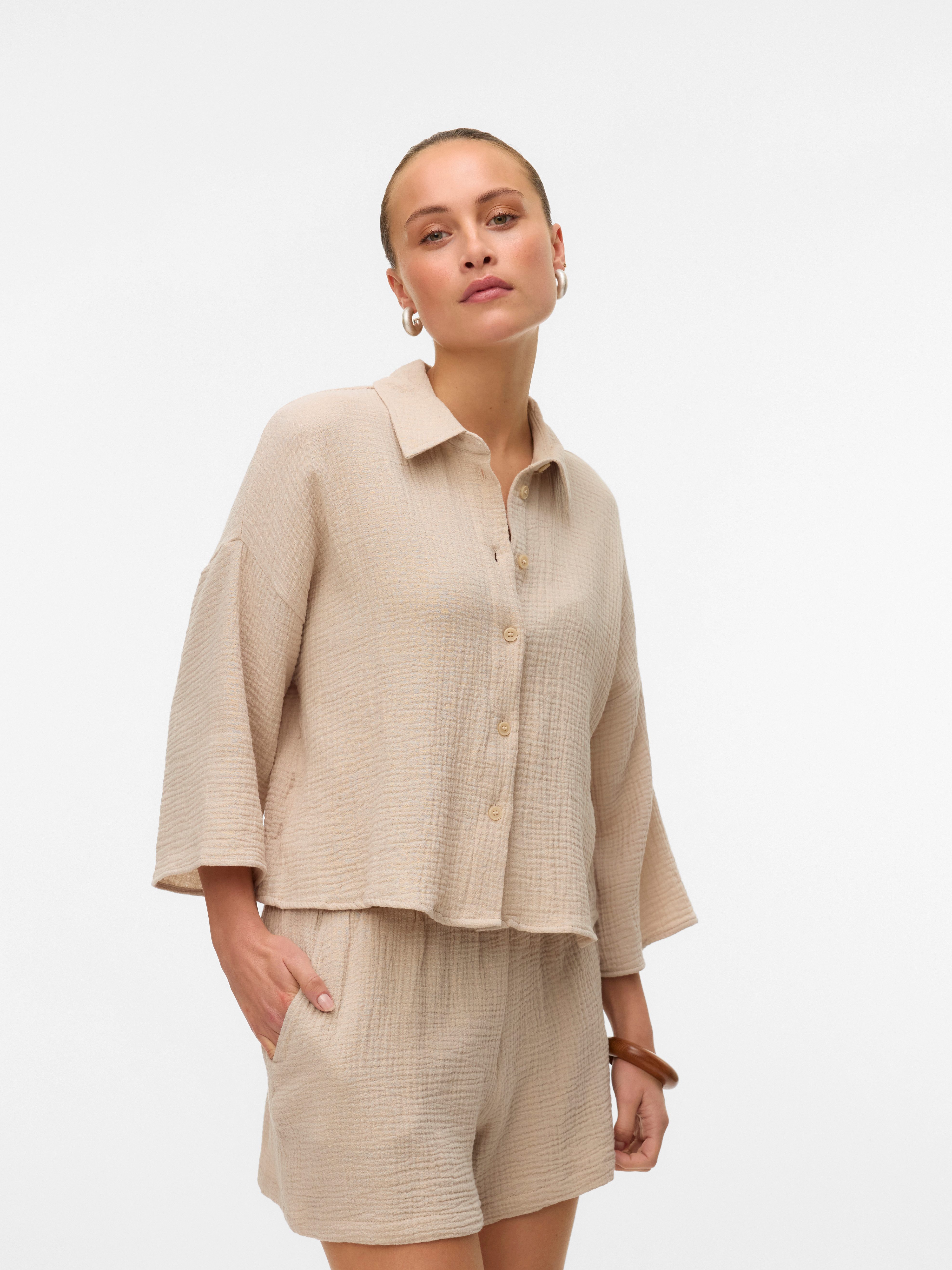 Hemdbluse VMNATALI CROP SHIRT WVN NOOS
