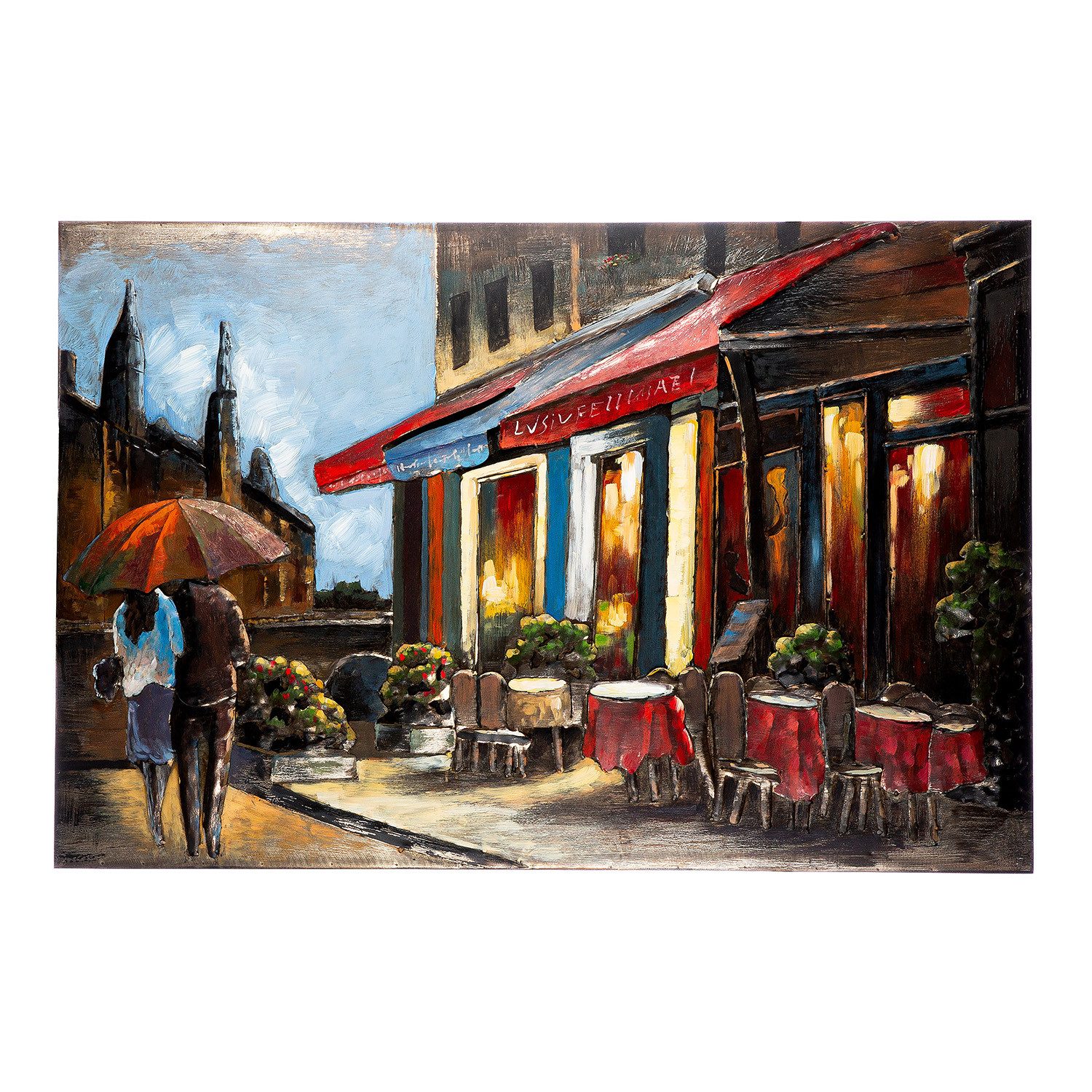GILDE Bild DAS CAFÉHAUS Bild - mehrfarbig - Metall - H. 80cm x B. 120cm - Deko, (1xBild), Dekoration - Wohnzimmer Bilder - Wandbild Modern