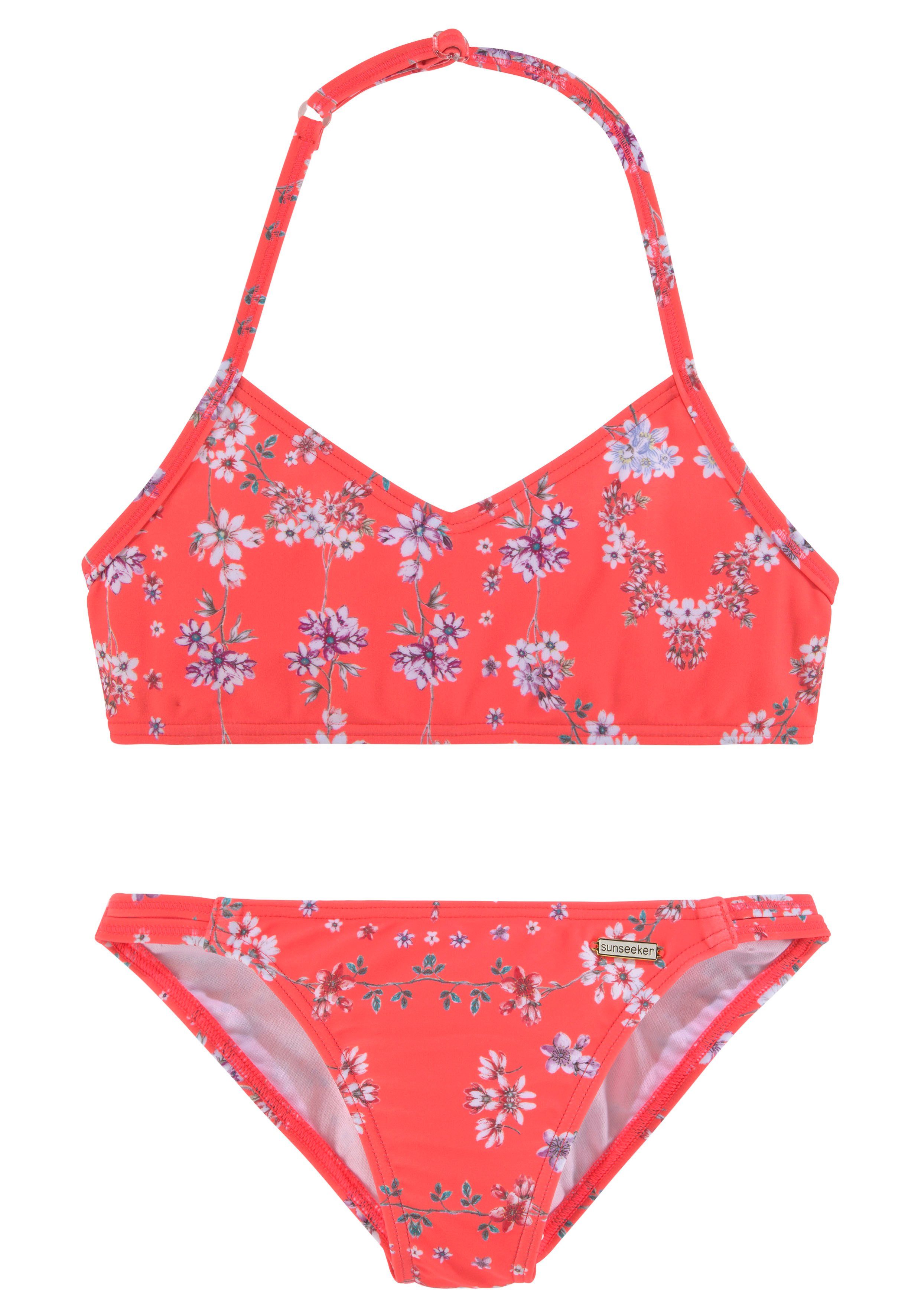 Sunseeker Bustier-Bikini Ditsy Kids mit sommerlichem Print orange | Neckholder-Bikinis