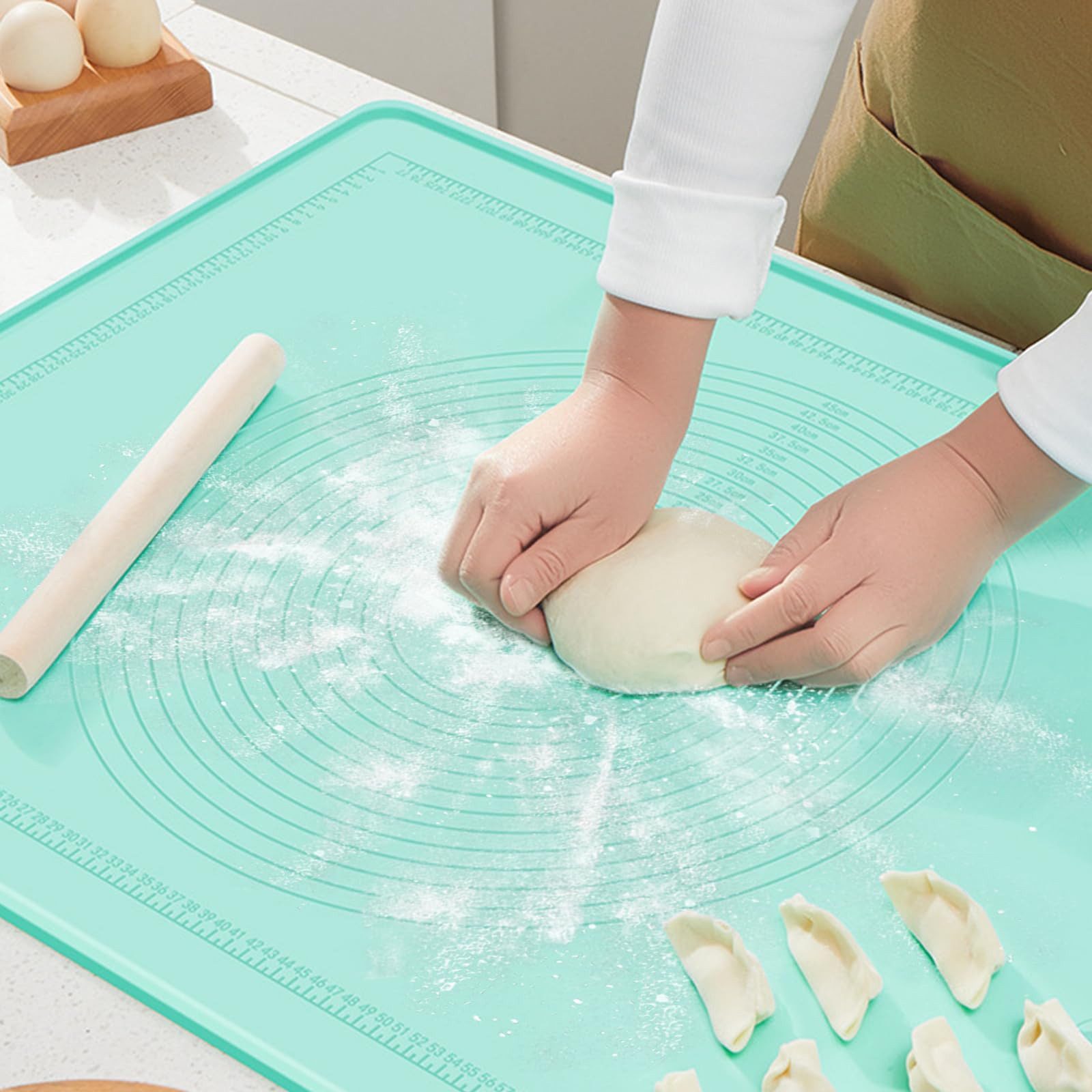 FOUORTUNATE-BEE Backmatte Teigmatte Backmatte mit Maßskala Rutschfest Antihaft Silikon, Ideal für Fondant Pizza Gebäck Teig Ausrollen und Backen