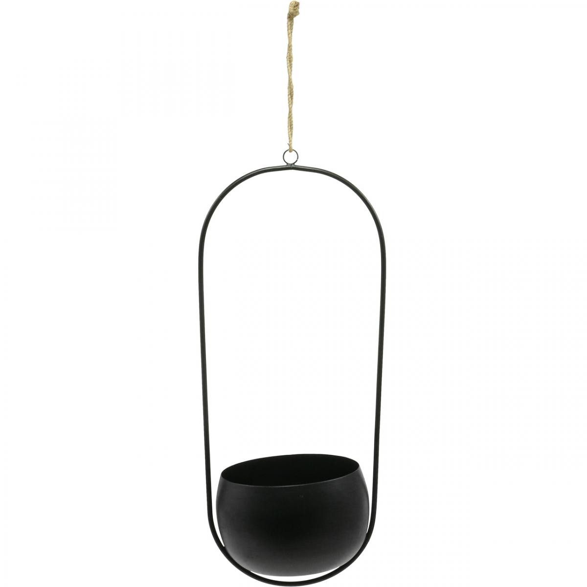 Blumenampel Design Blumenampel aus Metall in Schwarz, Rund Zink Hängeampel, Deko