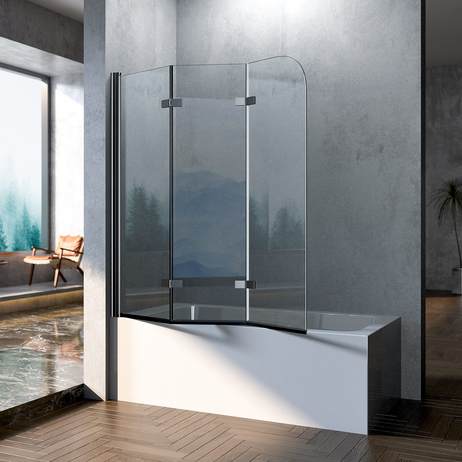 Boromal Duschwand für Badewanne Badewannenaufsatz Badewannenfaltwand günstig online kaufen