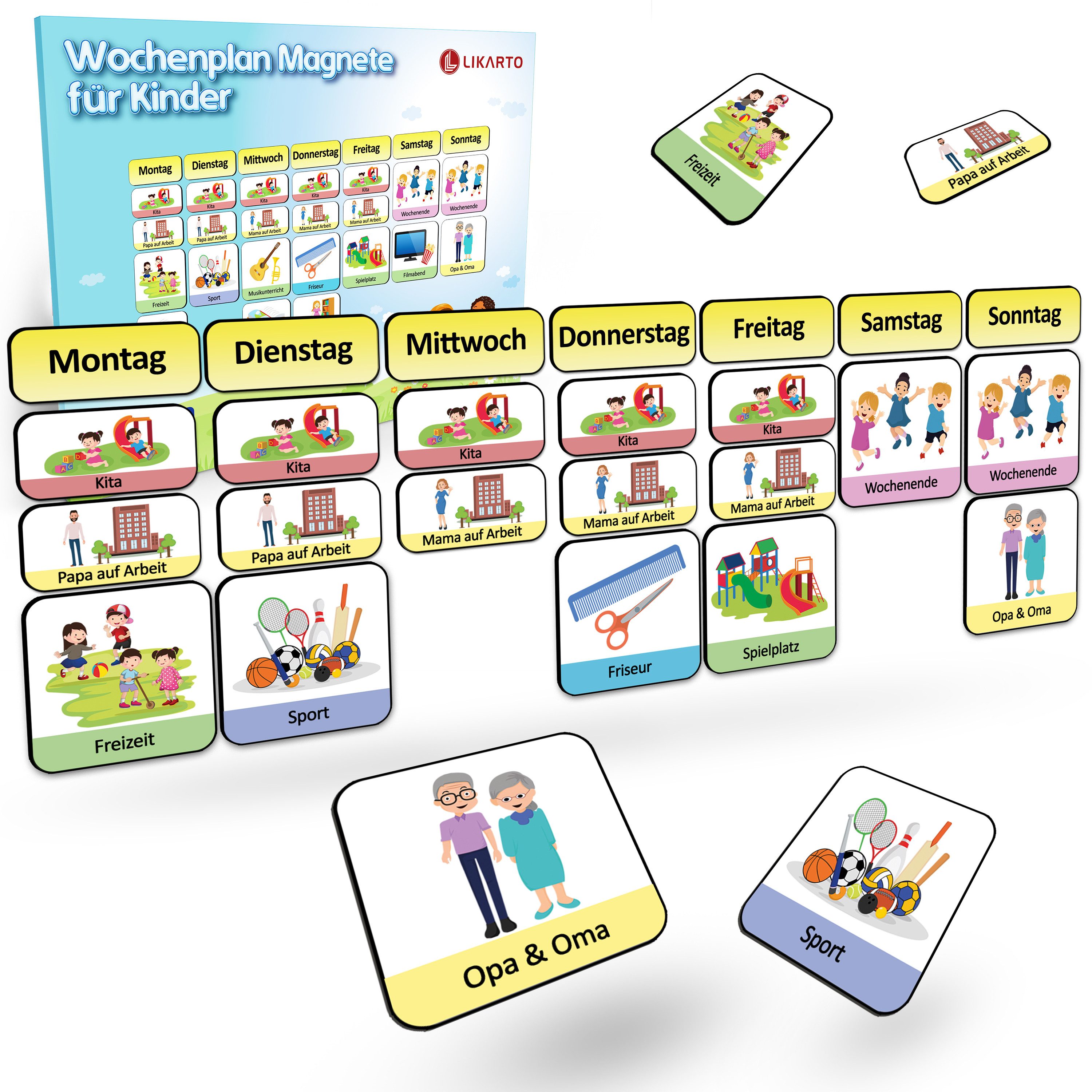 Likarto Lernspielzeug Magnet-Set für Wochenplaner, 198 Magnete zur Wochenpl günstig online kaufen