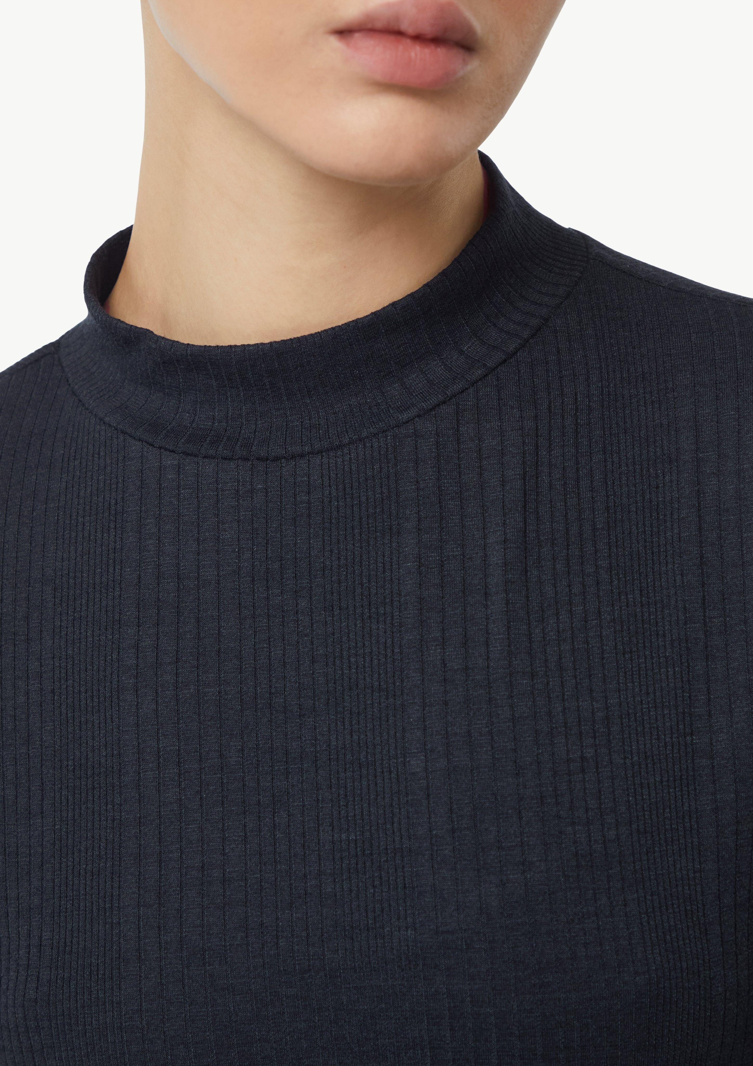 Comma Kurzarmshirt Geripptes Jersey-Shirt mit Stehkragen günstig online kaufen