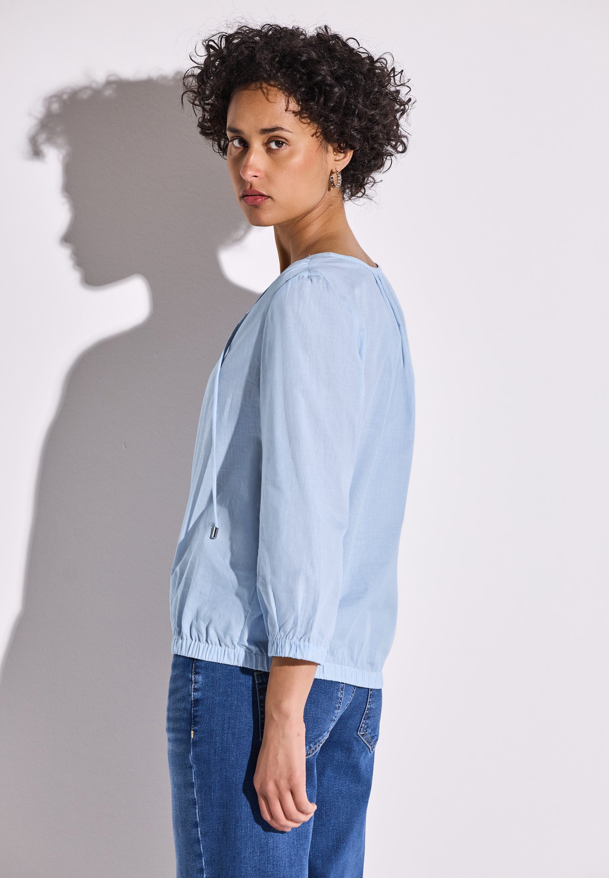 STREET ONE Shirtbluse mit geschlitztem Ausschnitt mit Kordeln