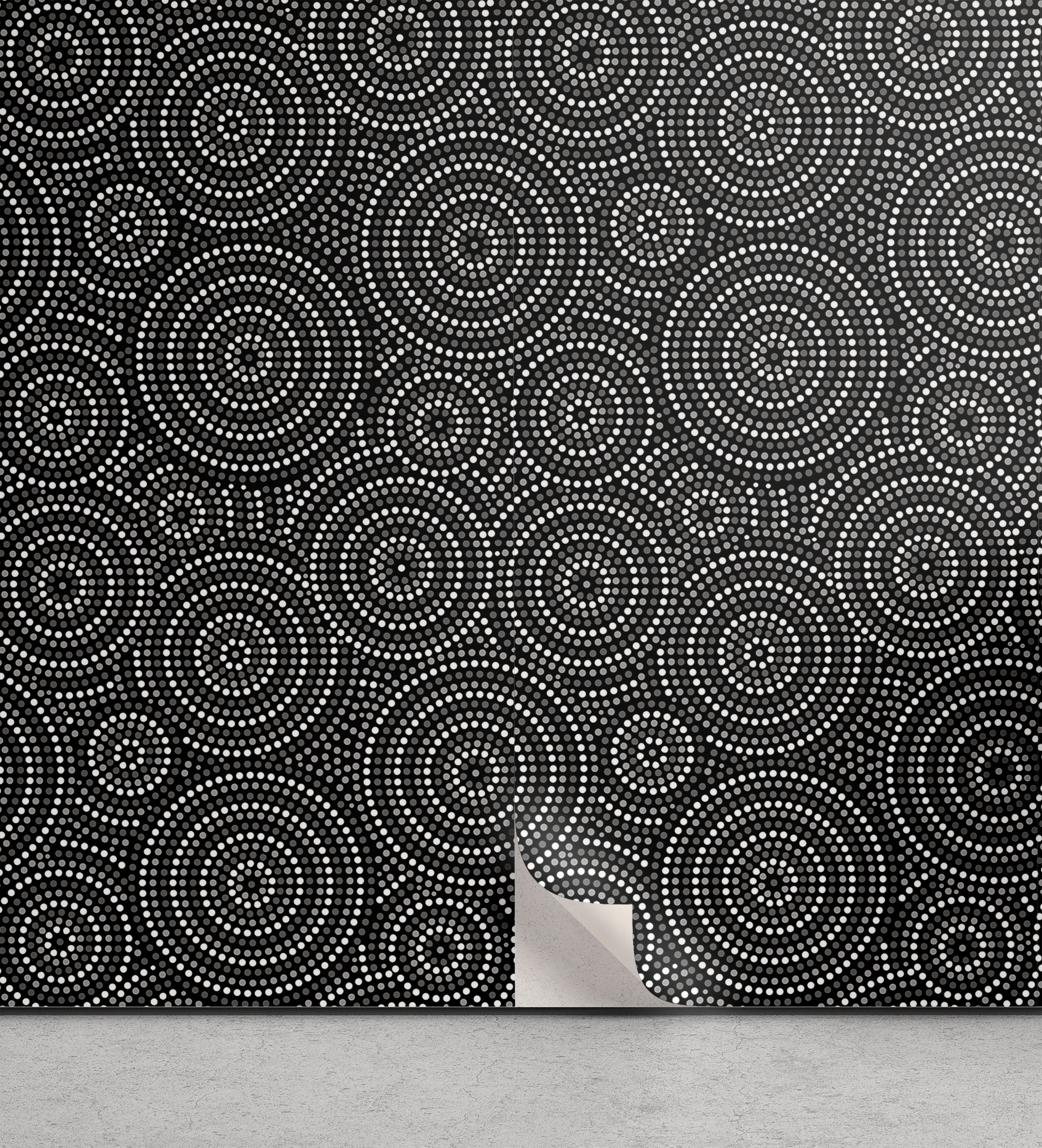 Abakuhaus Vinyltapete selbstklebendes Wohnzimmer Küchenakzent, Schwarz und weiß Aborginial Kunst
