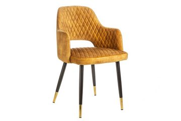 Sitheim-Europe Armlehnstuhl PARIS Moderner Design Stuhl Samt Ziersteppung und goldene Fußkappen, Samt Ziersteppung und goldene Fußkappen
