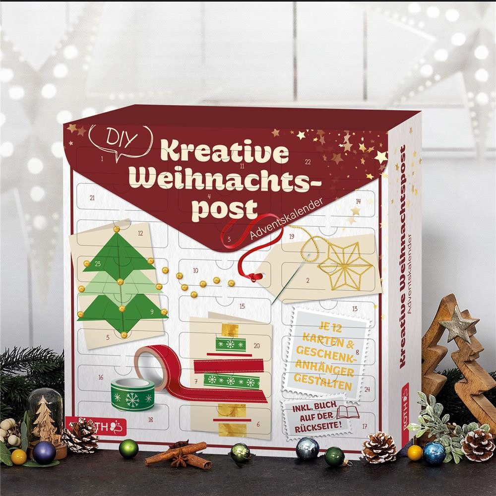 Roth Adventskalender Kreative Weihnachtspost, 24 Bastelsets für Karten & Anhänger mit Anleitung