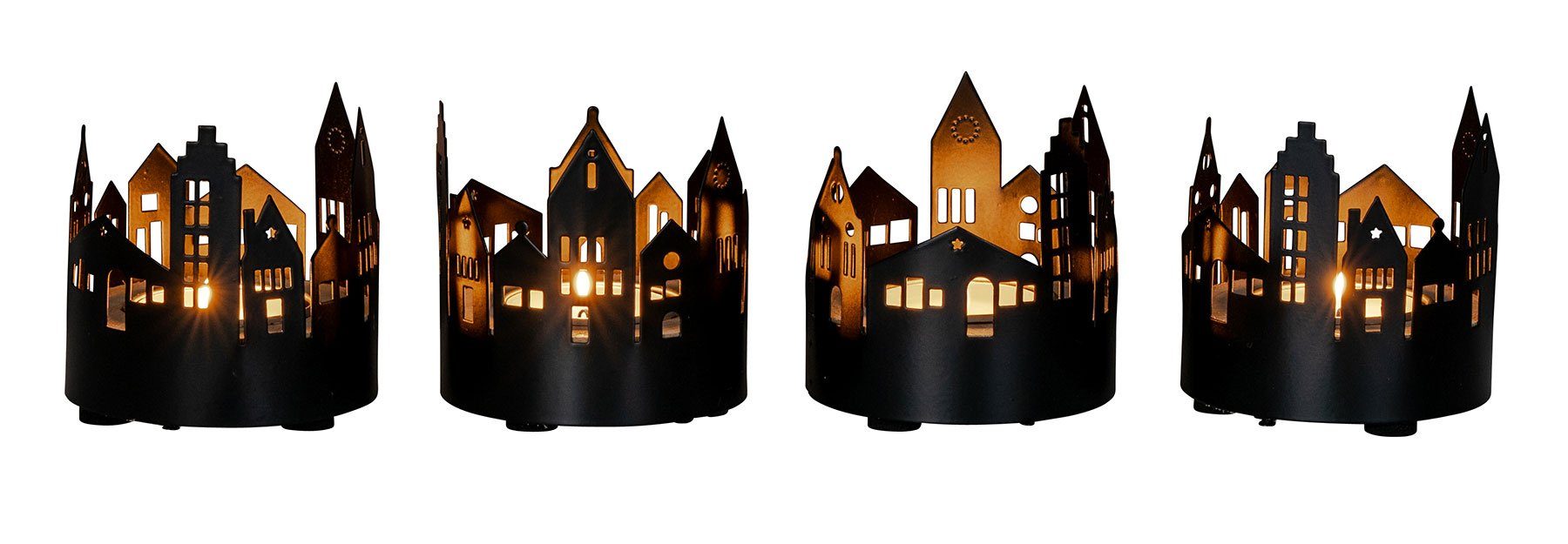 Levandeo® Teelichthalter, 4er Set Teelichthalter Schwarz günstig online kaufen