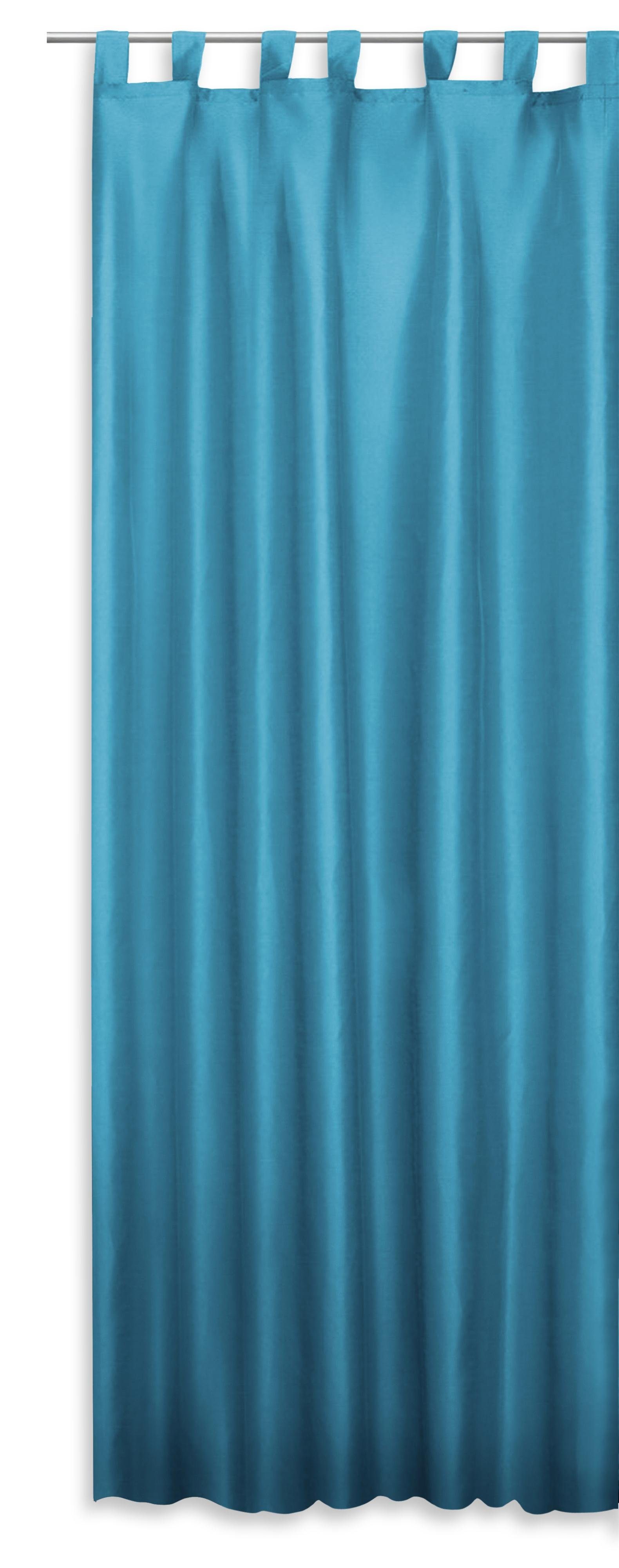 Gardine Schlaufenschal 140x245 cm halbtransparent Vorhang Schlaufen Gardine, Haus und Deko, Schlaufen (1 St), halbtransparent, Polyester Dunkeltürkis