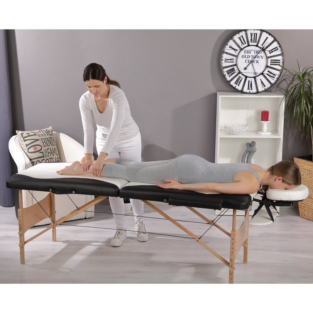 Feel2Home Massageliege Massageliege 2 Zonen Kopfstütze Ergonomische Weiß Rot Gelb Creme Mobil (Stück, Liege), flexibel Einstellbar