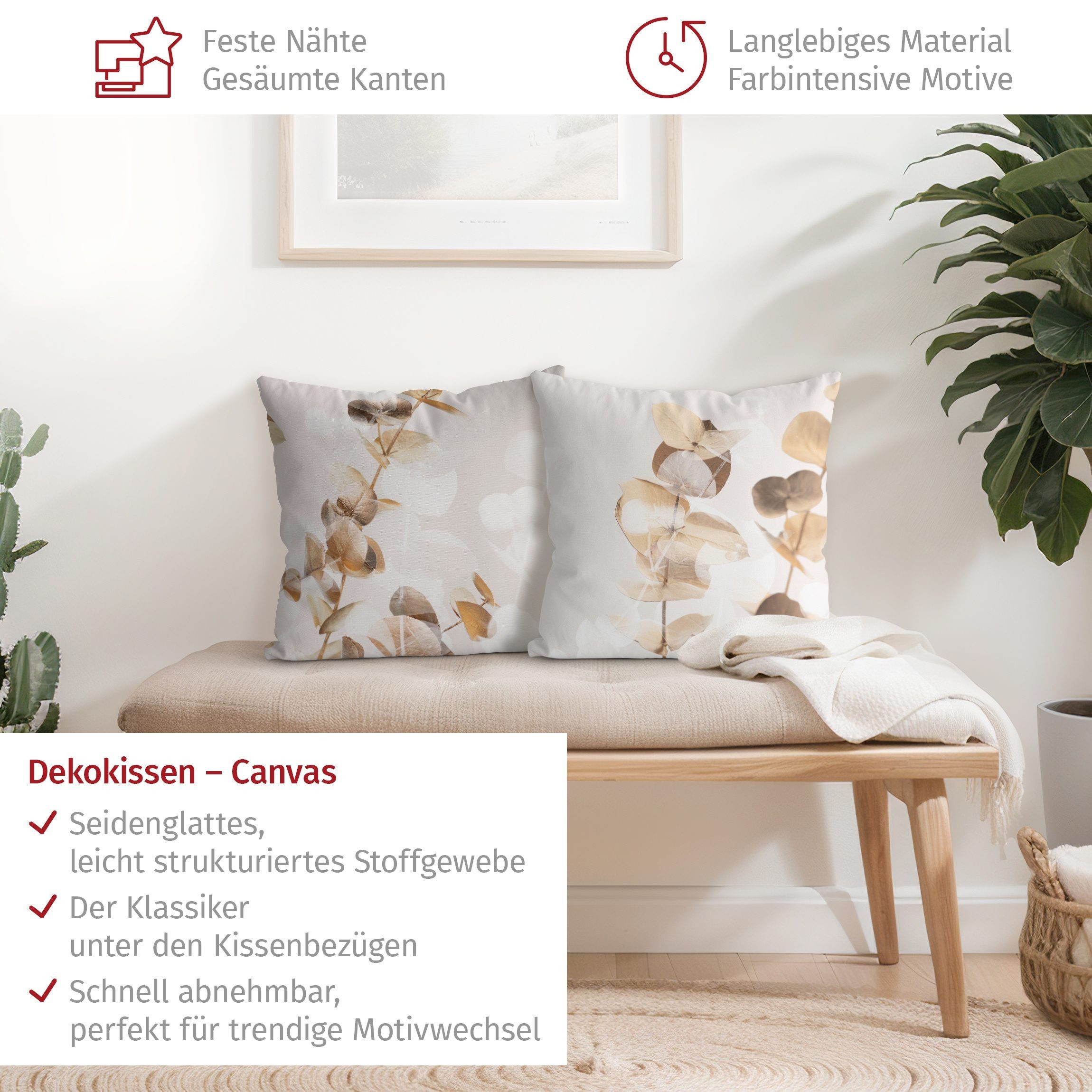 Bilderdepot24 Dekokissen 2-teilig drinnen Kissenhülle/ Sofakissen/ Zierkissen Kissenhülle beige, Bezug mit / ohne Füllung Zierkissen Outdoor Sofa Bett