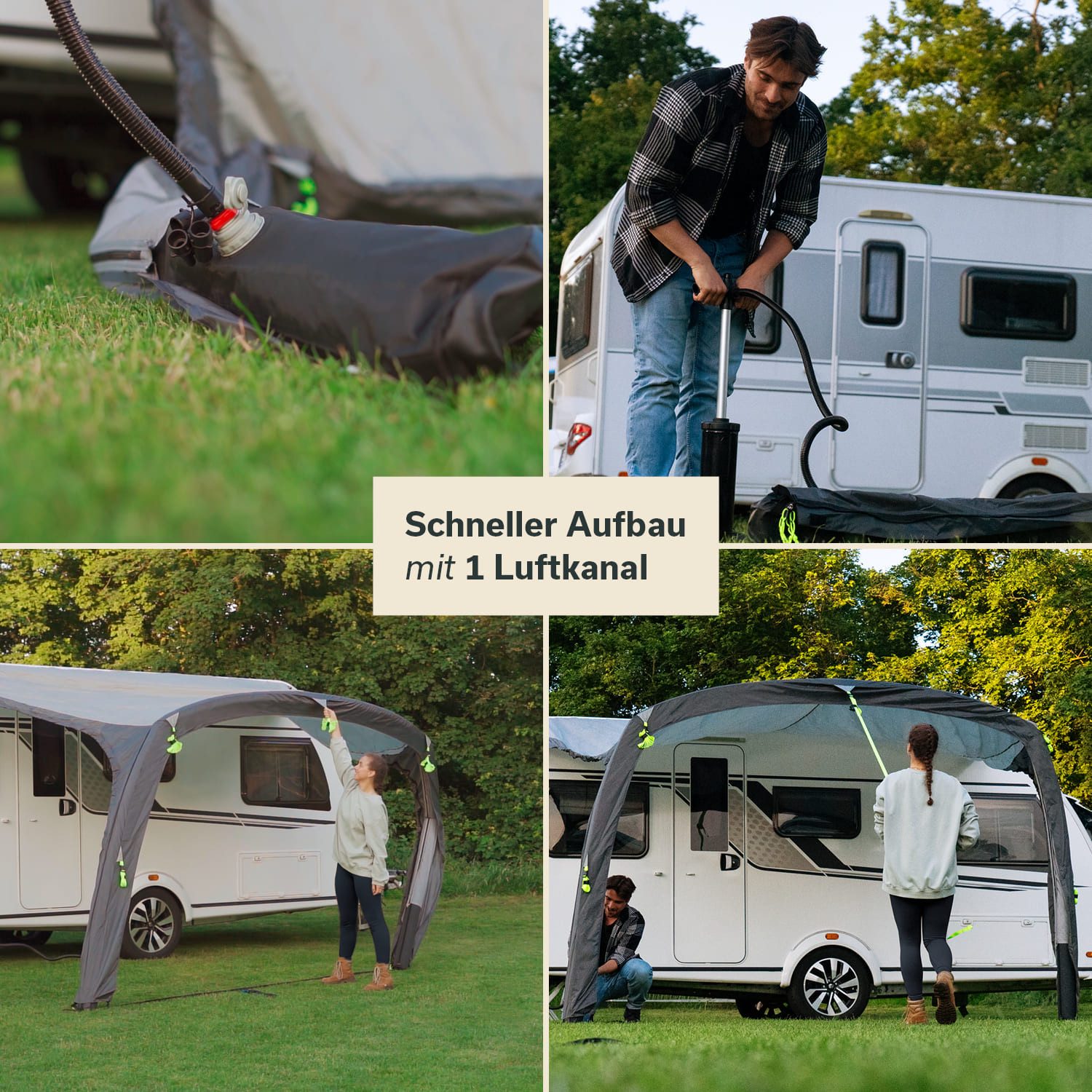 Skandika Vorzelt Vika Air Caravan 400 mit 2 Seitenwänden, aufblasbares Vordach mit Seitenwand, Caravan Tarp, Sonnensegel