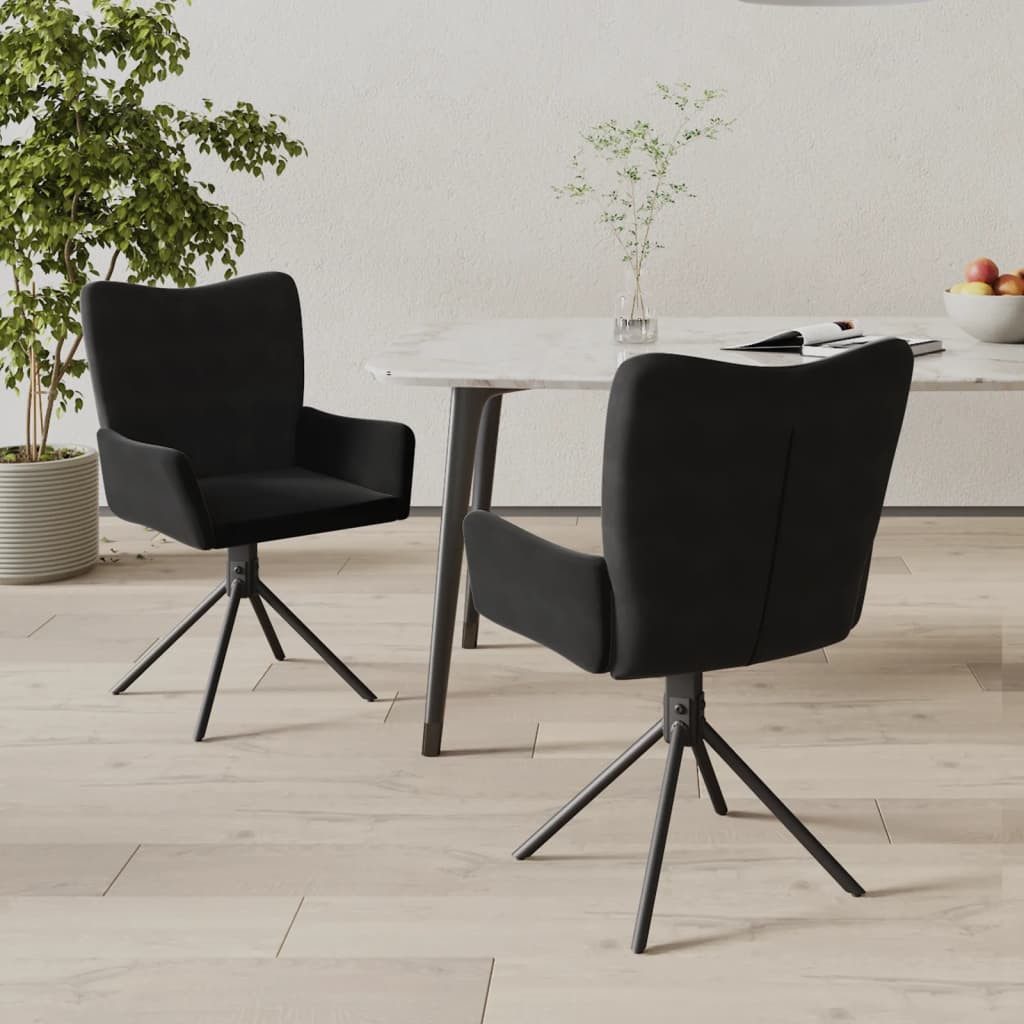 Esszimmerstuhl Drehbarer Samt Schwarz 55x56x85,5 cm