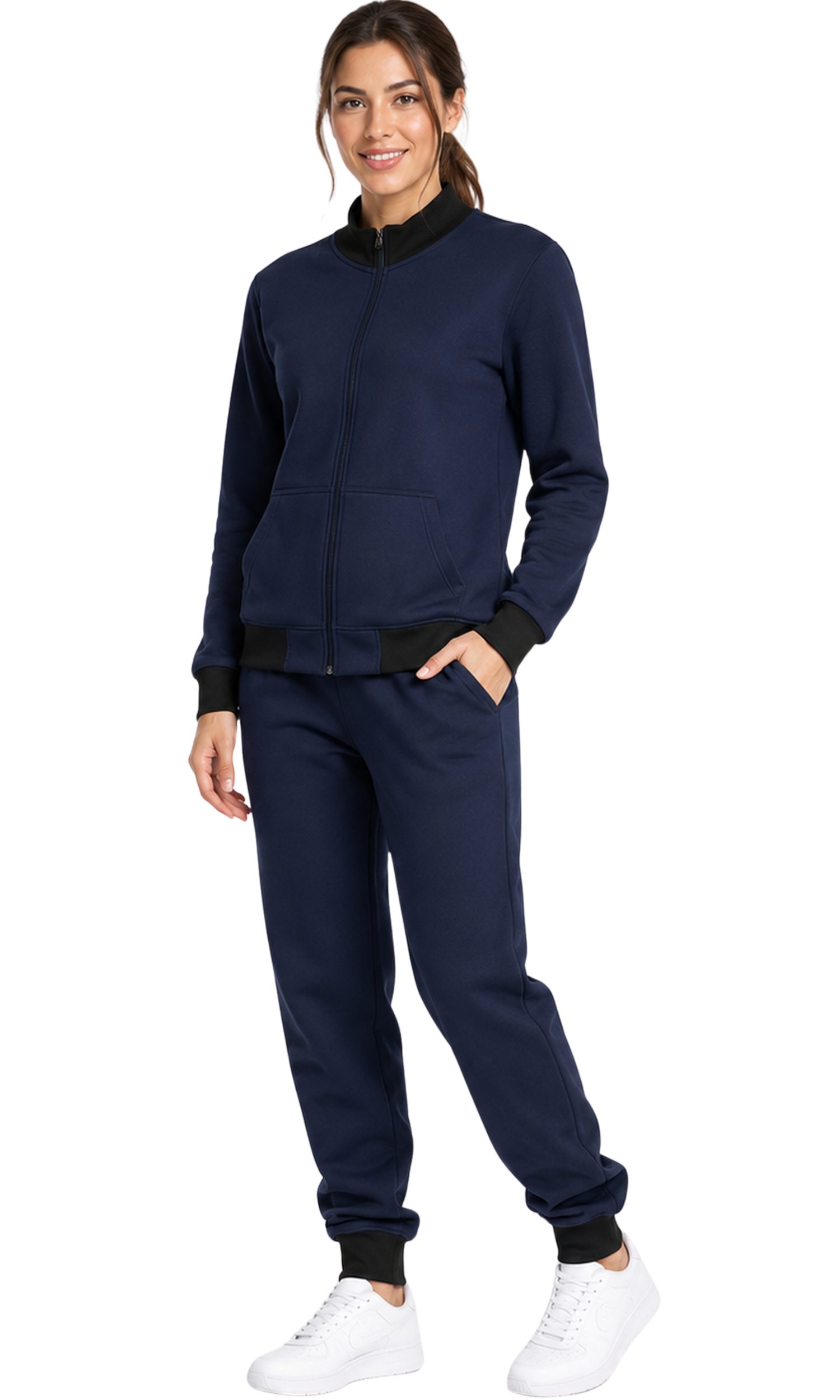 L.gonline Freizeitanzug Damen Trainingsanzug, Freizeitanzug ohne Kapuze 500A (2-tlg., im modischem Design), Fitness Freizeit Casual