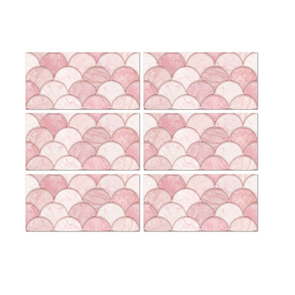 Agger Fliesenaufkleber Klebefliesen 6 Stück,selbstklebende Ziegelstein-Tapete in Steinoptik (6 St), PVC Wasserfest,30cm x 15cm,Ölschutzfolie für die Küche