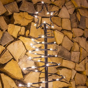 MARELIDA LED Baum LED Lichterbaum mit Stern Spiral Weihnachtsbaum 1,2m 100 LED Außen, LED Classic, warmweiß (2100K bis 3000K)