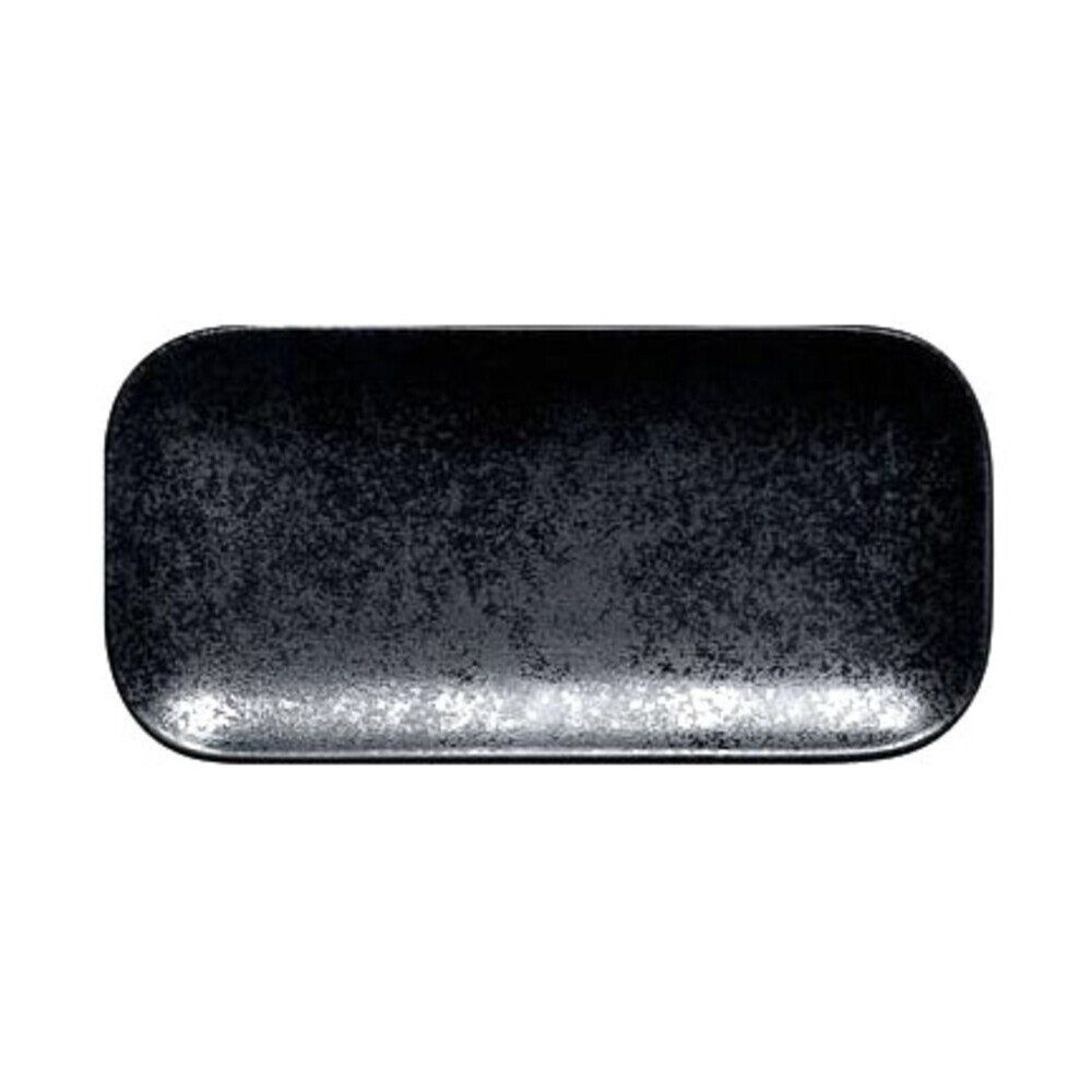 Rak Servierplatte Platte recht. 22x11x1,7cm Fusion Karbon schwarz, Porzellan, (1-tlg), Platte recht., 22,00cm, Porzellan, schwarz