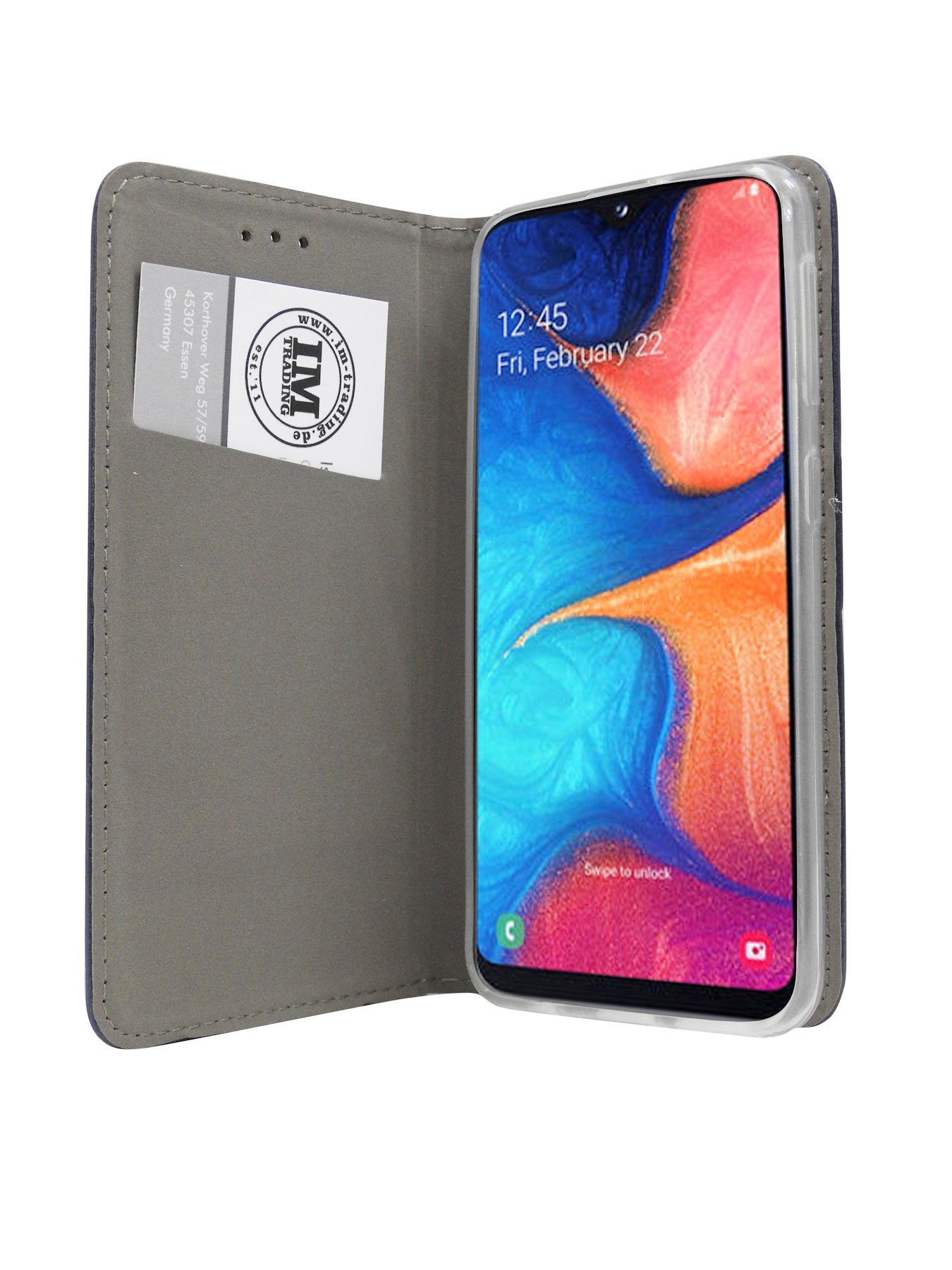 mit Handy Etui kompatibel cofi1453 Blau Schutzhülle Tasche Brieftasche Kartenfach SAMSUNG Hülle Standfunktion, GALAXY mit "Smart" A20e Buch Handytasche