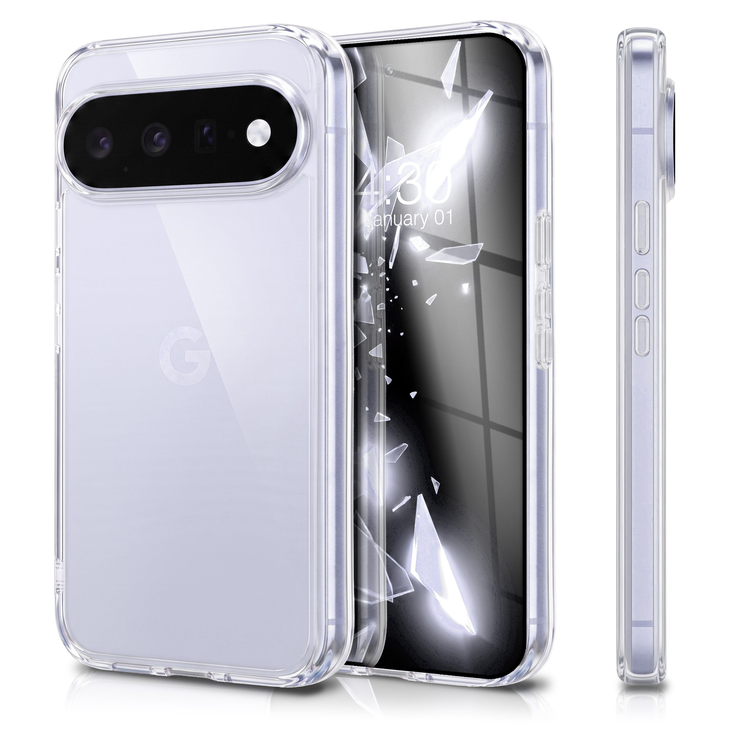 Nalia Smartphone-Hülle Google Pixel 11 16 cm (6,3 Zoll), GLAZE Case - Transparentes Silikon, Anti-Watermark & Schlank
