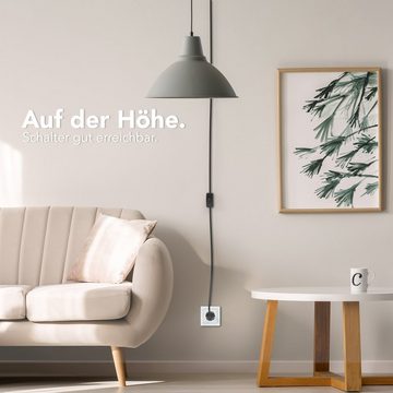 EAZY CASE Lampenfassung E14 Lampensockel mit Schalter und Kabel 3,5m, E14 Fassung Schalter Lampen Kabel Netzstecker Lampenaufhängung Schwarz