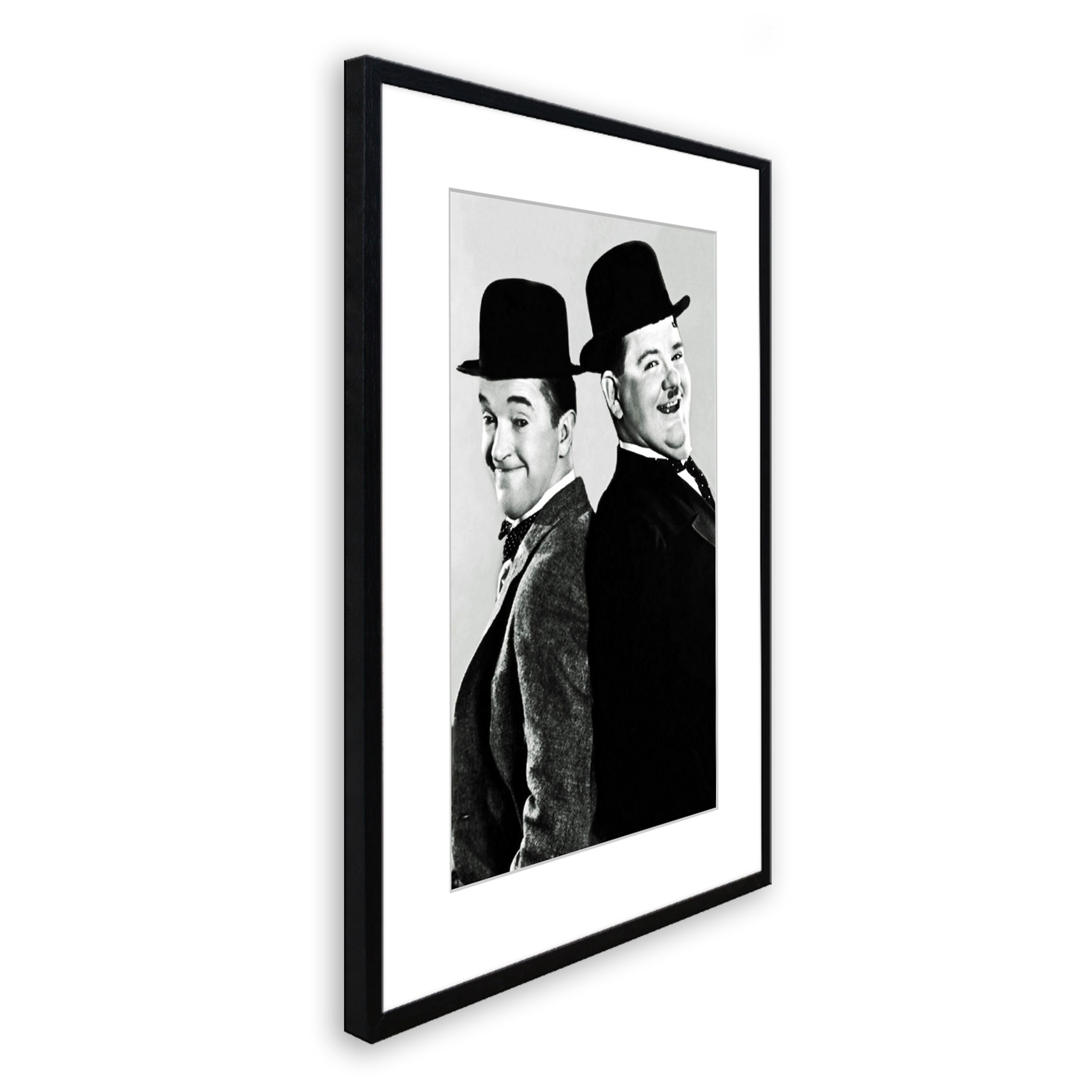mit Laurel mit Film-Stars: Bild & Hardy, Rahmen / / & 51x71cm Bild Laurel / gerahmt Doof Poster artissimo und Hardy Dick schwarz-weiß Rahmen