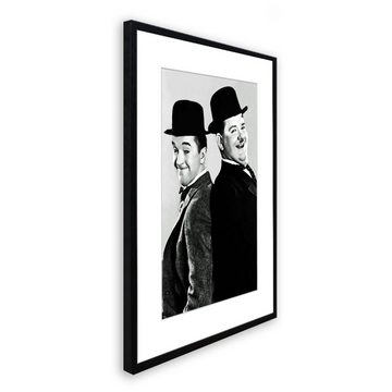 artissimo Bild mit Rahmen Bild gerahmt 51x71cm / schwarz-weiß Poster mit Rahmen / Laurel & Hardy, Film-Stars: Laurel & Hardy / Dick und Doof
