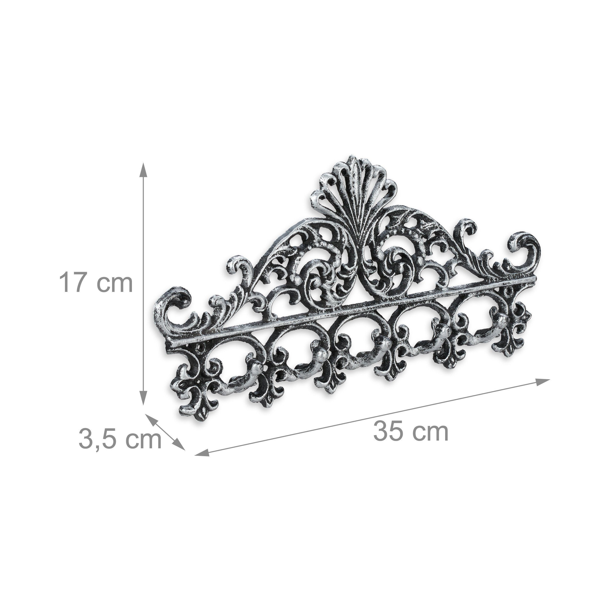 Garderobenleiste relaxdays 3 Hakenleiste Gusseisen x silber