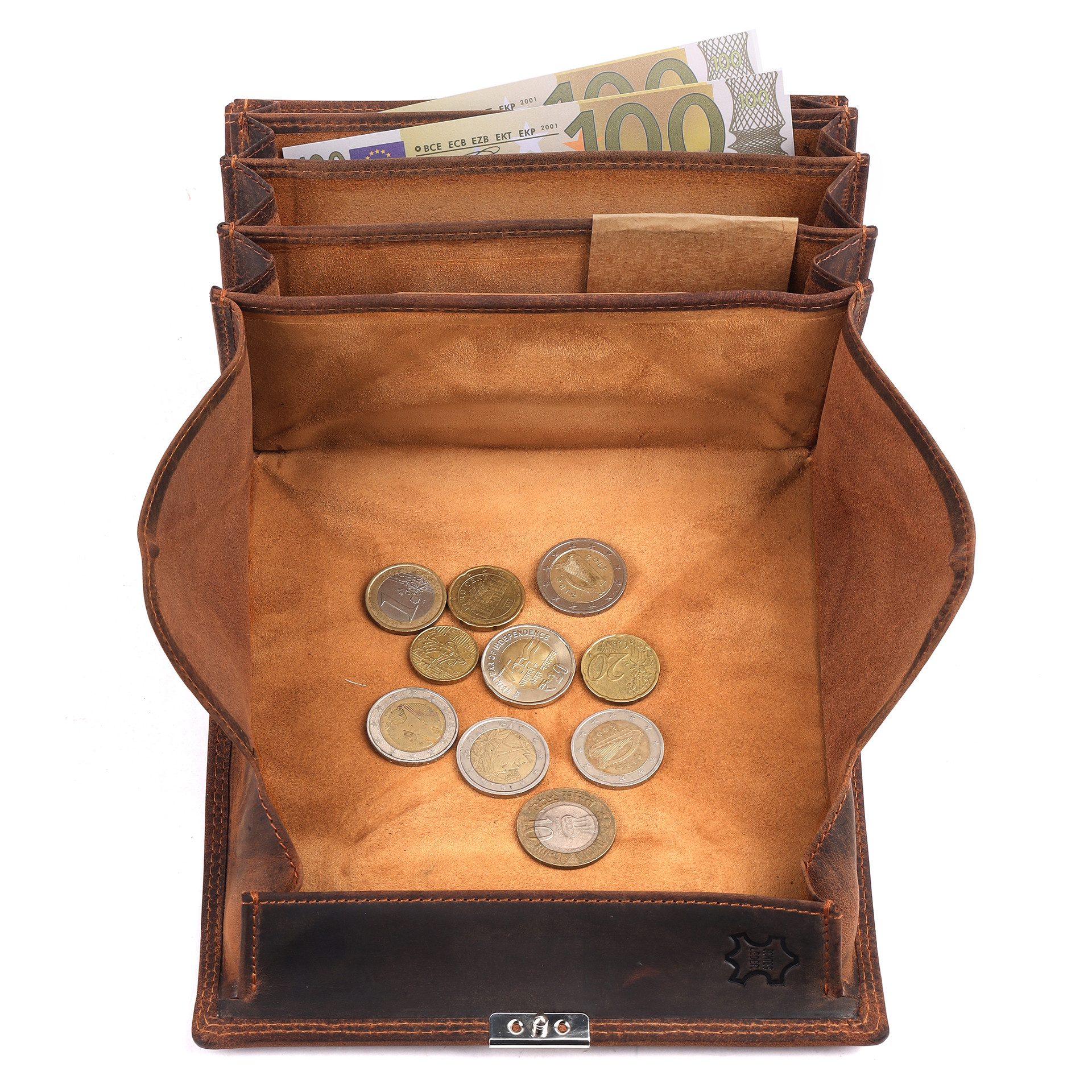 Benthill Geldbörse Kellner Echt Leder Kellnergeldbörse Taxibörse RFID Profi Kellnerbörse, RFID-Schutz Kartenfächer Münzfach Reißverschlussfach