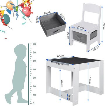 EUGAD Kindersitzgruppe, (3-tlg), mit Tafel und Papierrolle, Stauraum, Weiß