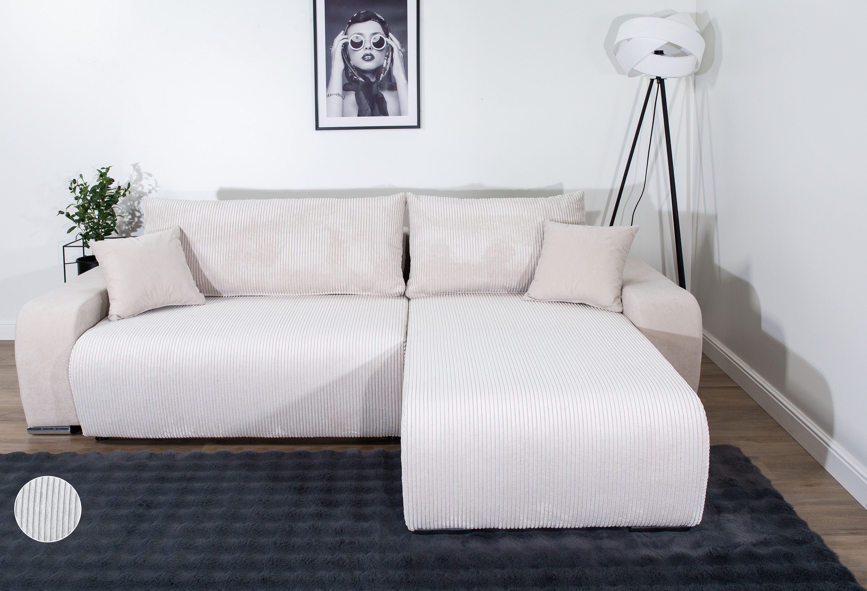 COLLECTION AB Ecksofa Pia, L-Form, Breite 237 cm, mit Schlaffunktion, inkl. Bettfunktion und Bettkasten