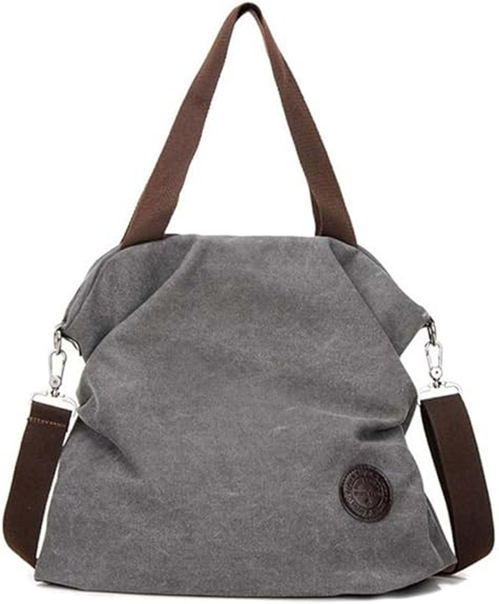 Schultertasche Canvas Damen handtasche mit Reißverschluss, Abnehmbarer Schultergurt