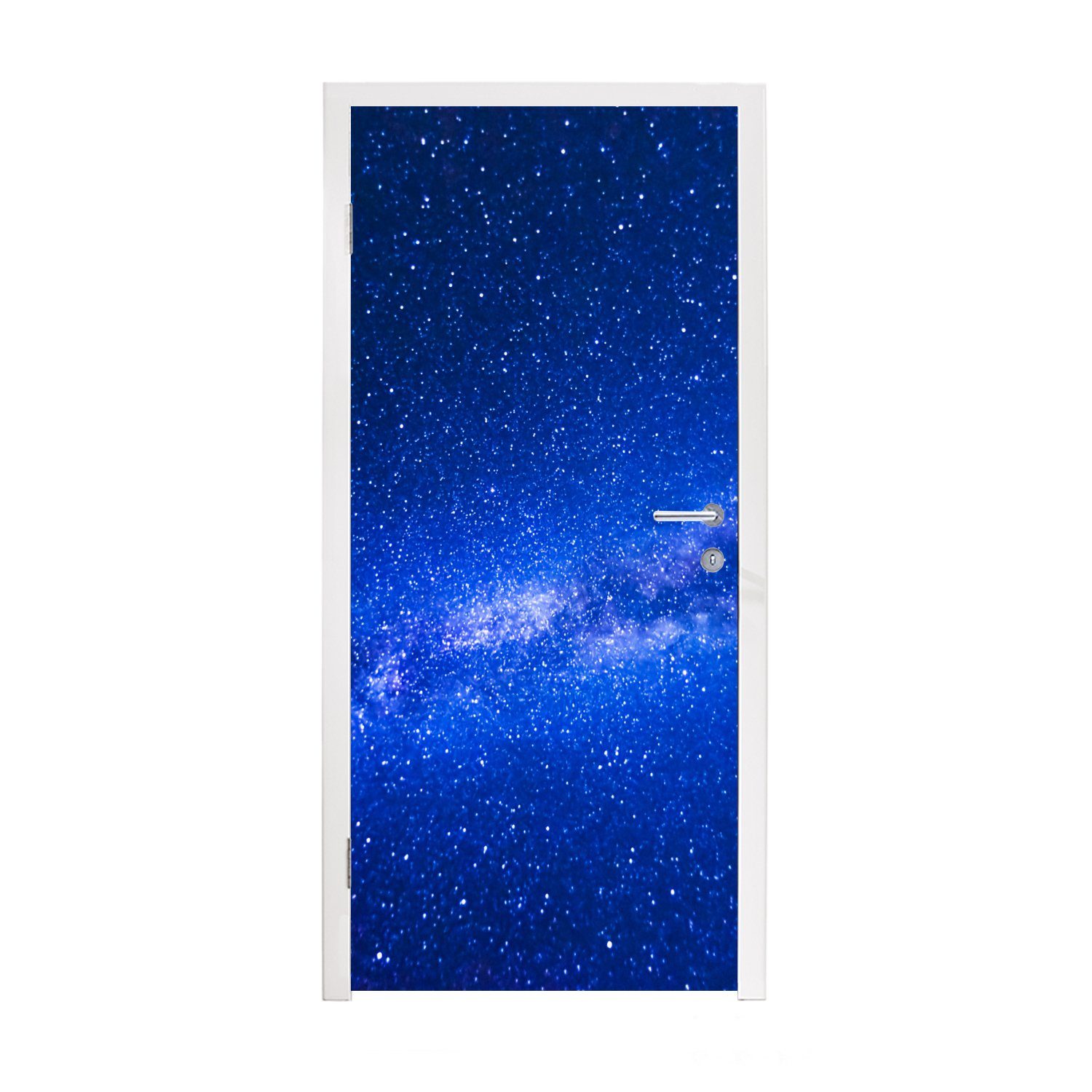 MuchoWow Türtapete Sternenhimmel - Universum - Blau - Jungen - Mädchen - Kinder, Matt, bedruckt, (1 St), Fototapete für Tür, Türaufkleber, 75x205 cm