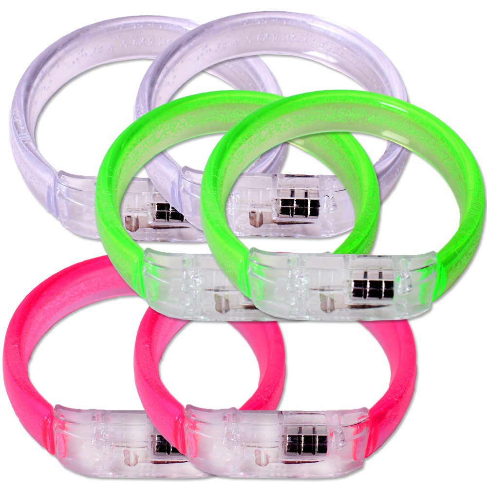 TE-Trend Armband 6 Stück LED Armband Set Armbänder für Kinder Leuchtarmbänder (6-tlg., 3-fach sortiert), LED Leuchtarmband