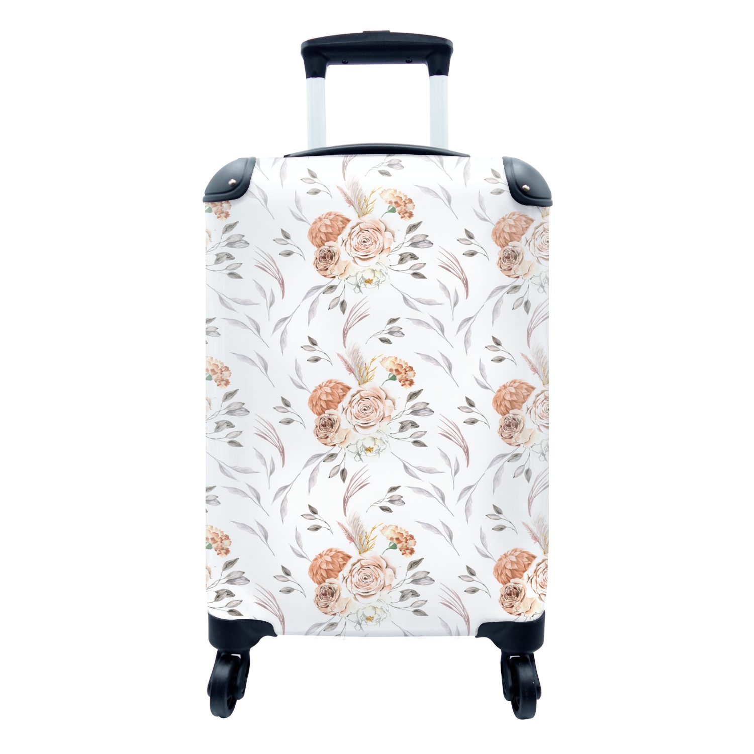 Reisetasche Weiß, Reisekoffer - Rollen, für Trolley, mit Handgepäck MuchoWow - 4 Muster rollen, Blumendekoration Handgepäckkoffer Ferien,