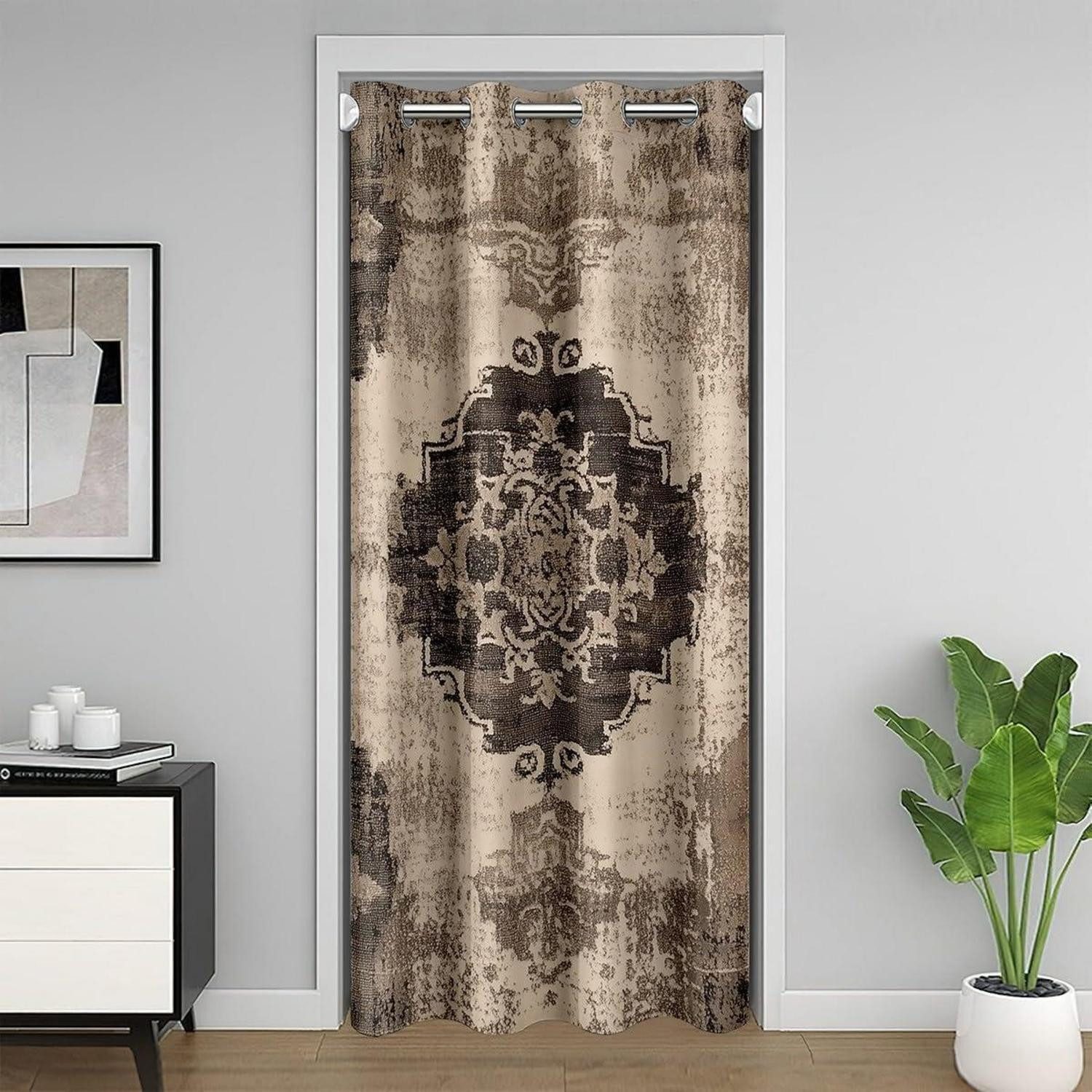 LuxusKollektion Türvorhang Türvorhang gotisch Damask 86x203cm Khaki Braun (1 St)