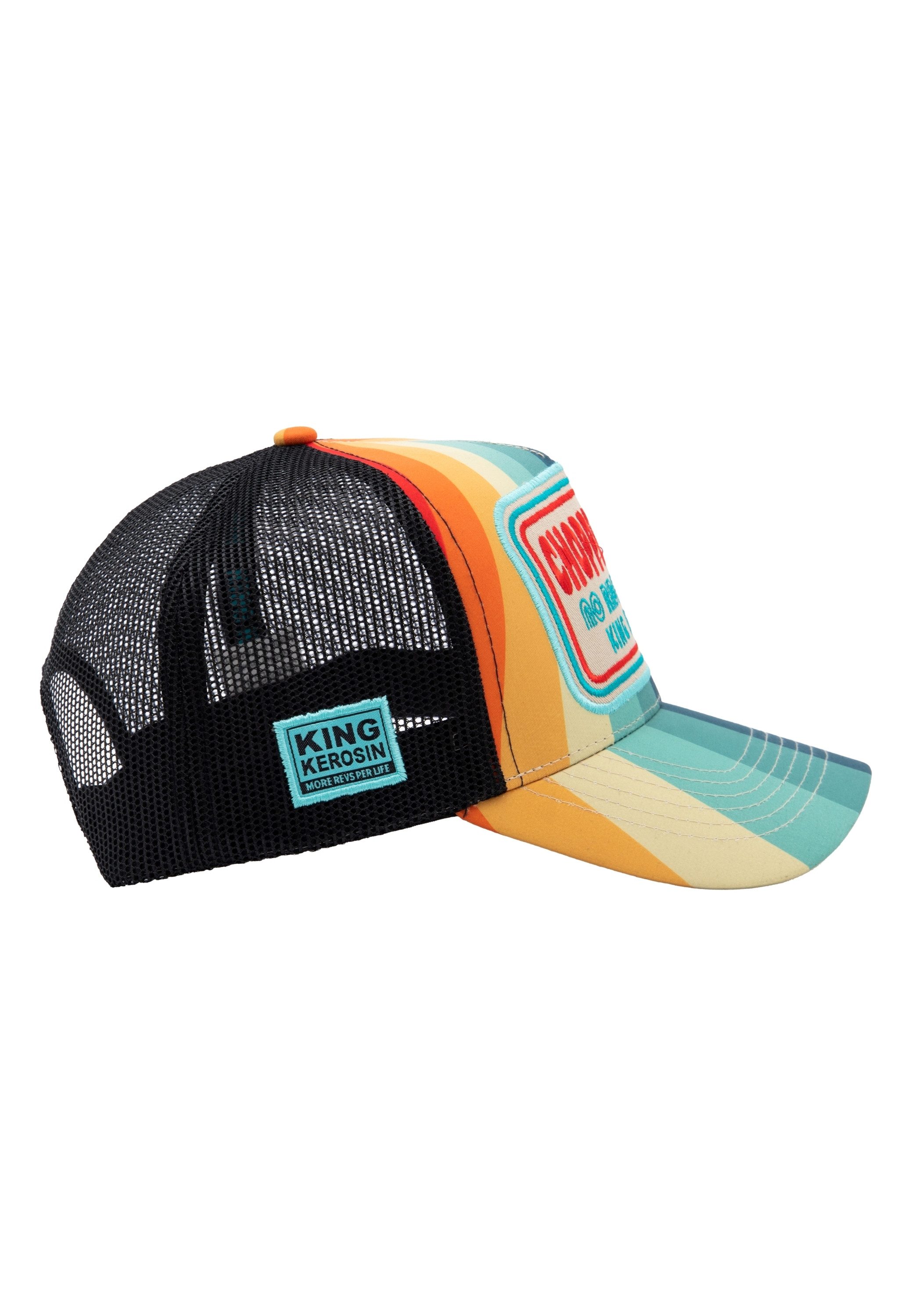 KingKerosin Trucker Cap Chopper Shit (1-St) Mehrfarbiges Streifen-Design