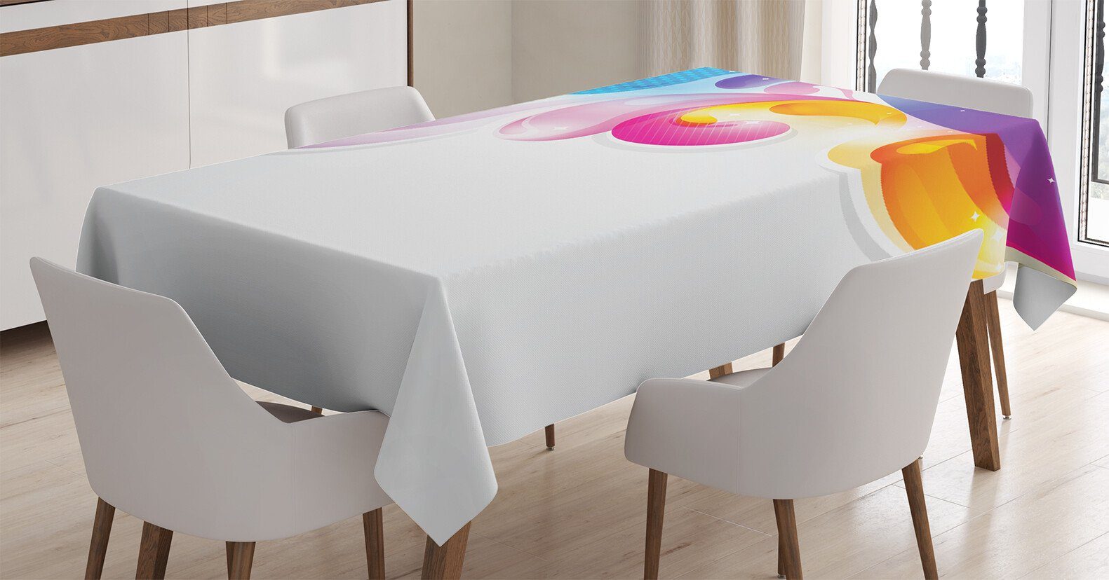 Abakuhaus Tischdecke Farbfest Waschbar Für den Außen Bereich geeignet Klare Farben, Digital Abstrakt Pinsel