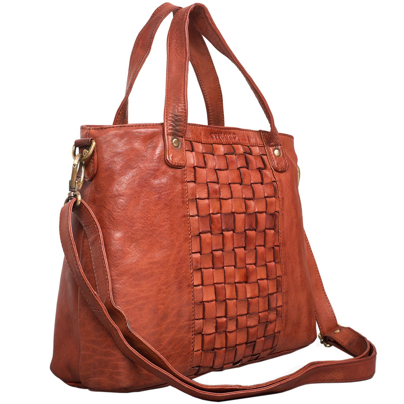 STILORD Handtasche Mara Elegante Handtasche geflochten Echtleder für Damen